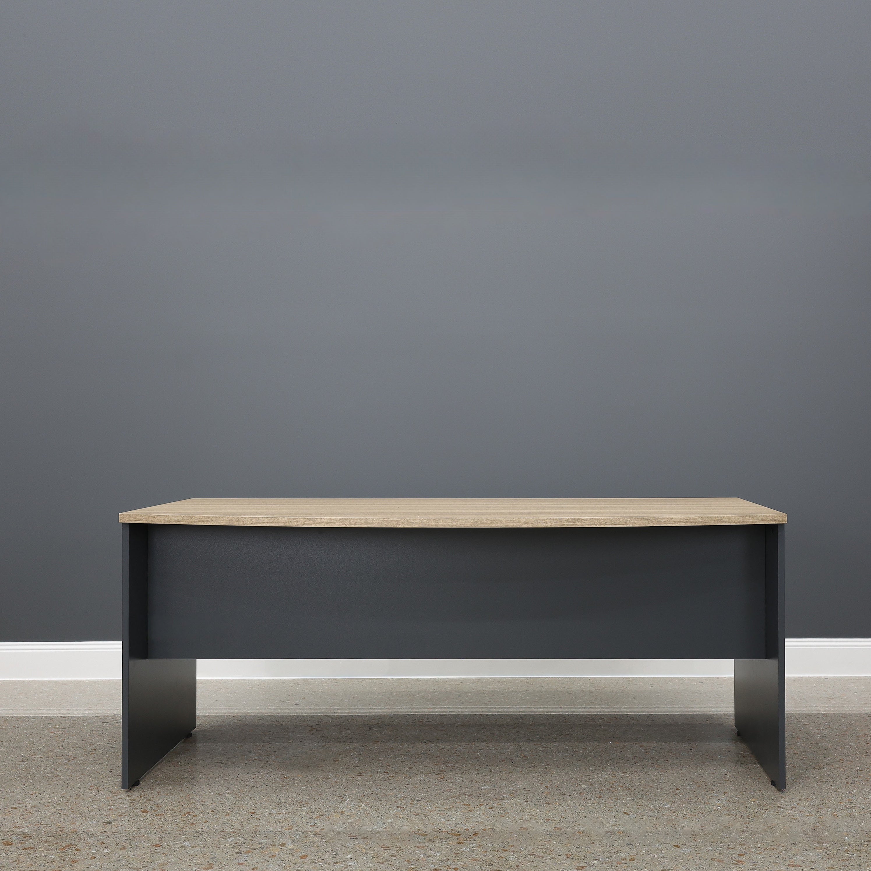 Performance Bow Front Desk - Natural Oak/ Charcoal