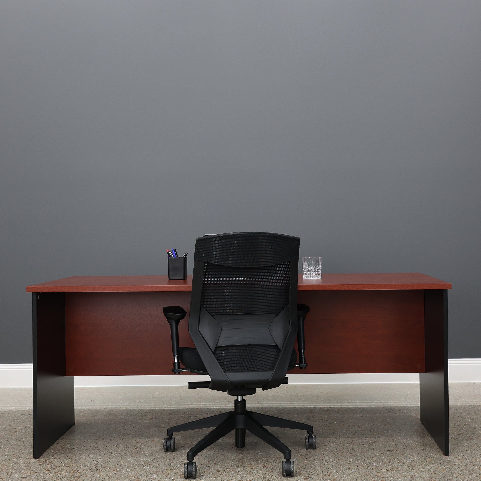 Performance 1800 Office Desk - Red Gum/ Black