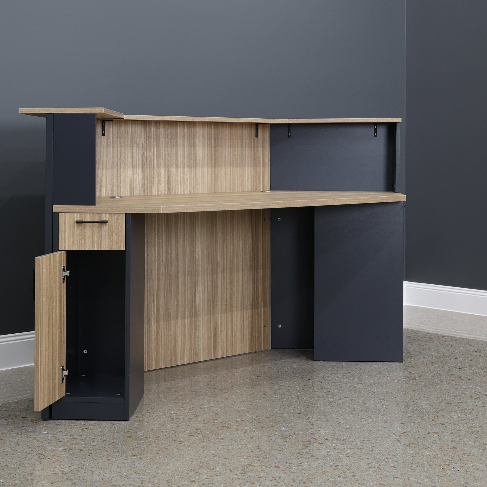 Performance Reception Counter – Natural Oak / Charcoal