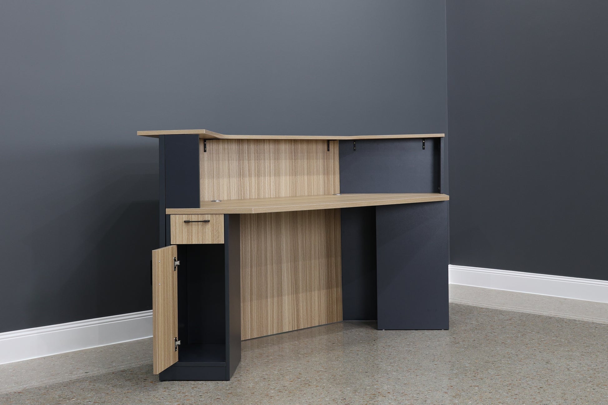 Performance Reception Counter – Natural Oak / Charcoal