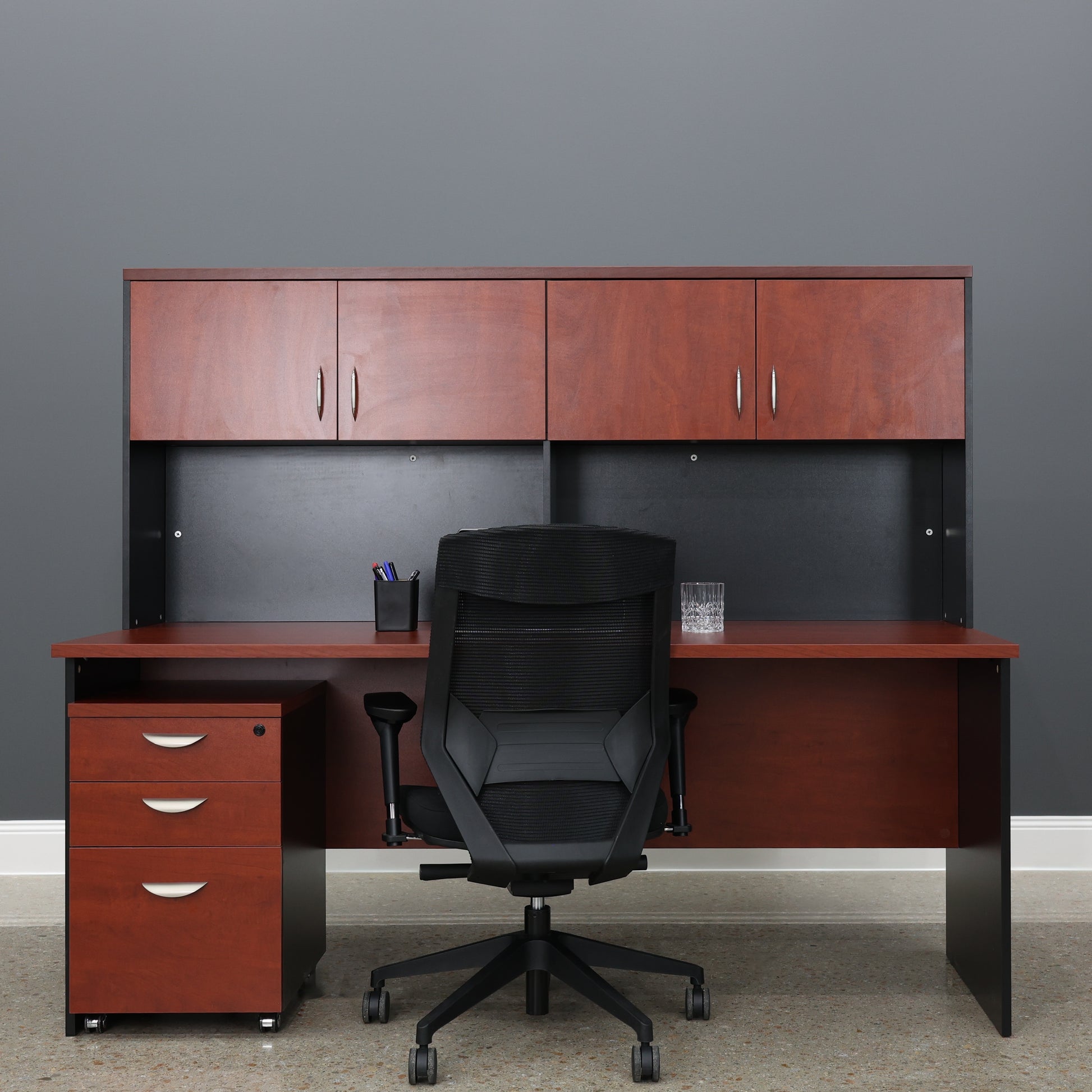 Performance 1800 Office Desk - Red Gum/ Black