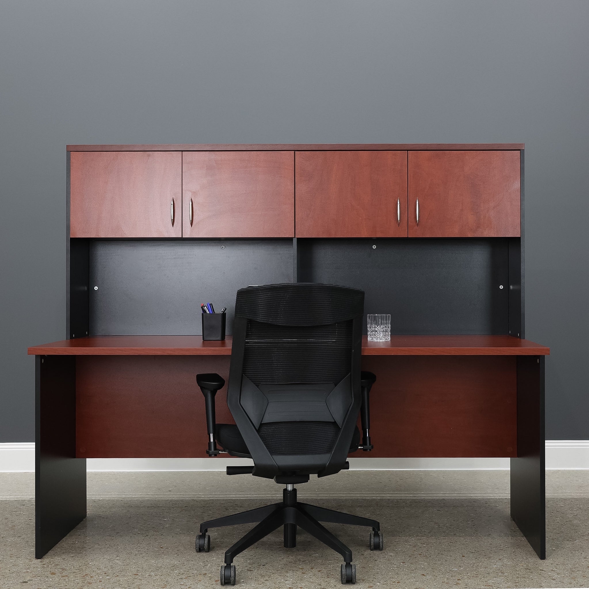 Performance 1800 Office Desk & Hutch - Red Gum/ Black