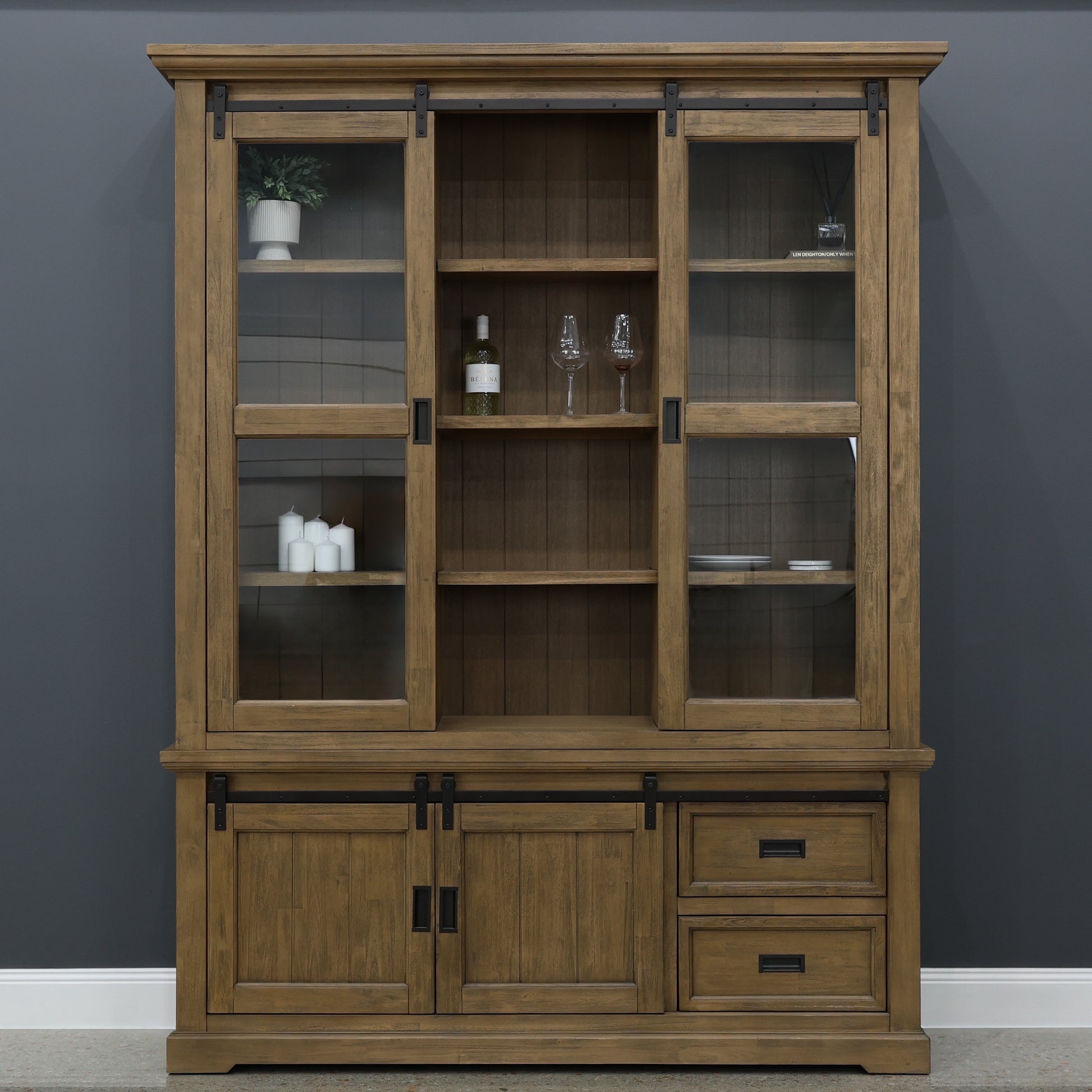 Macedon Hutch & Small Tv Unit 2 Sliding Doors 2 Drawers