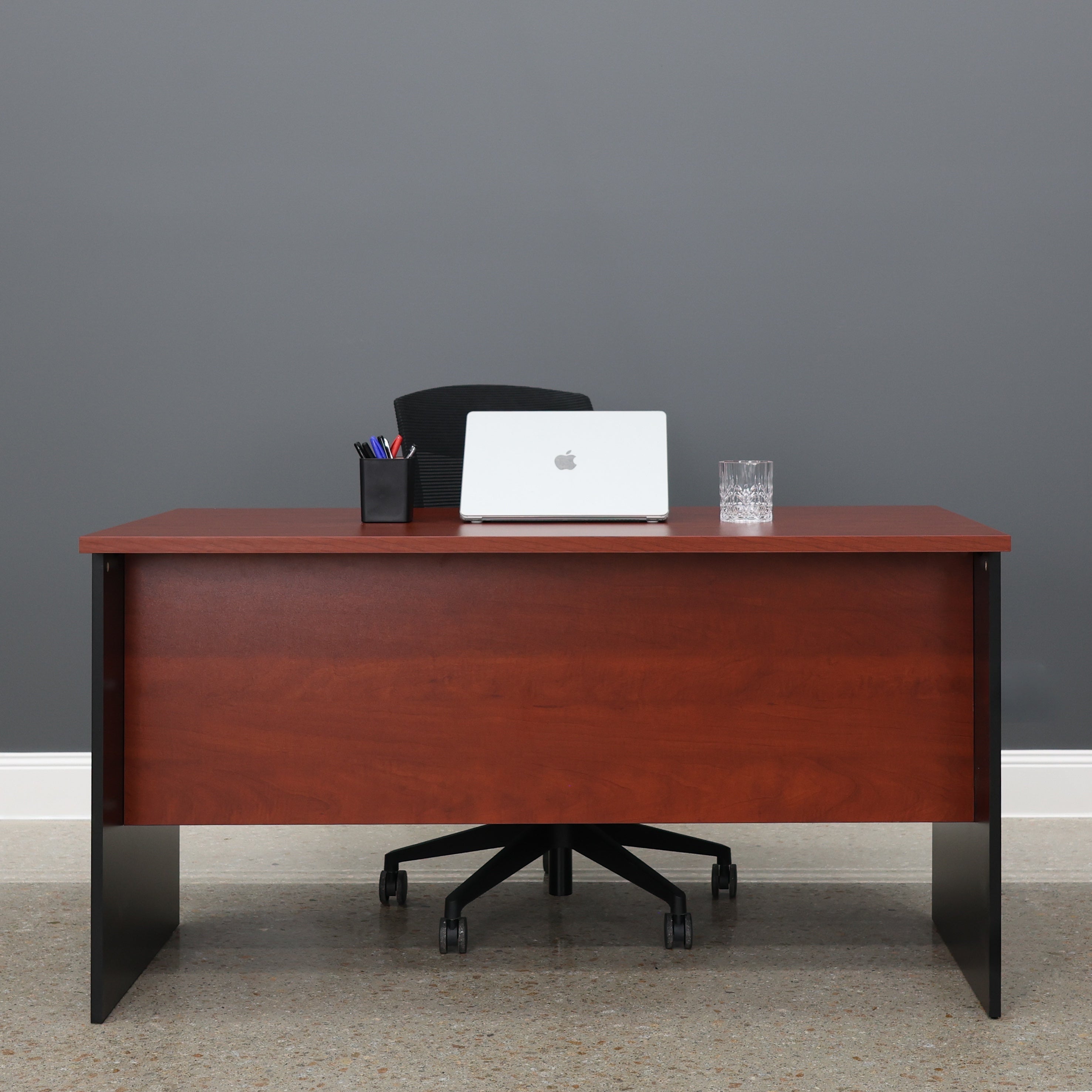 Performance 1400 Office Desk - Red Gum/ Black