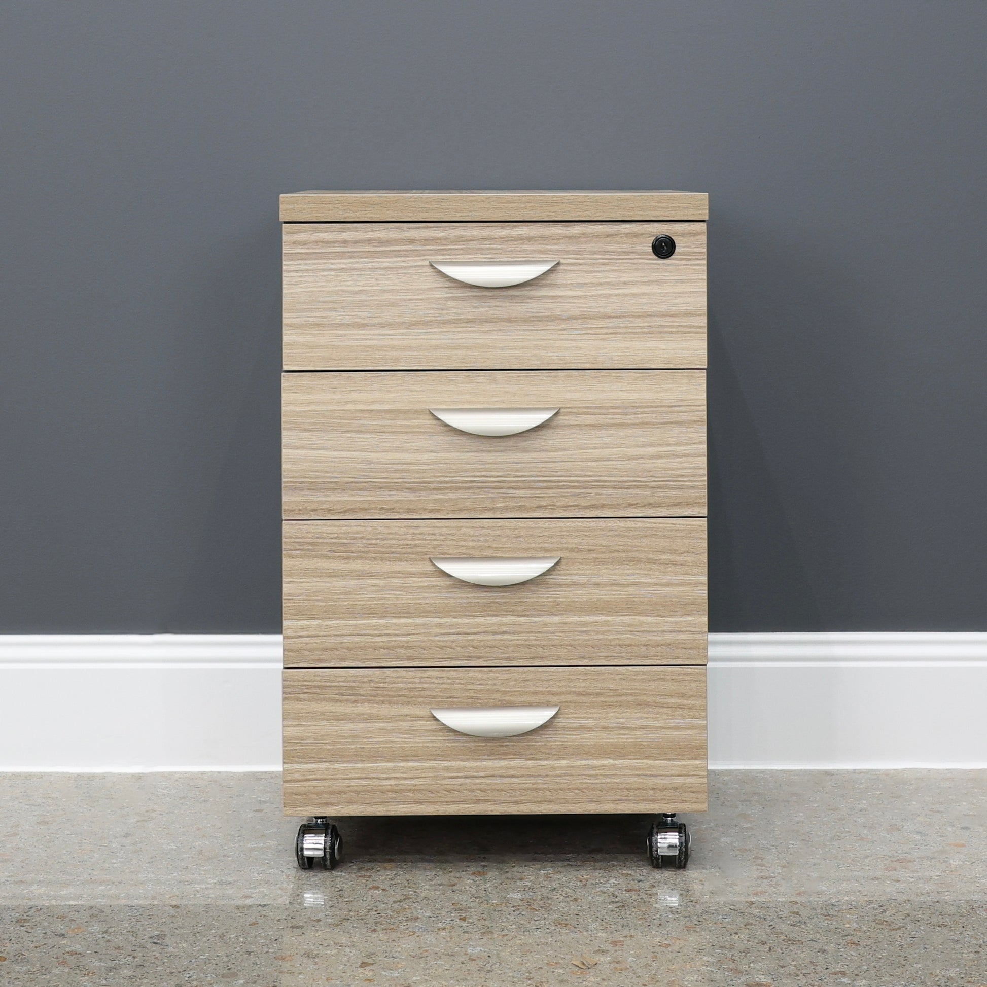 Performance 4 Drawer Pedestal - Natural Oak/ Charcoal