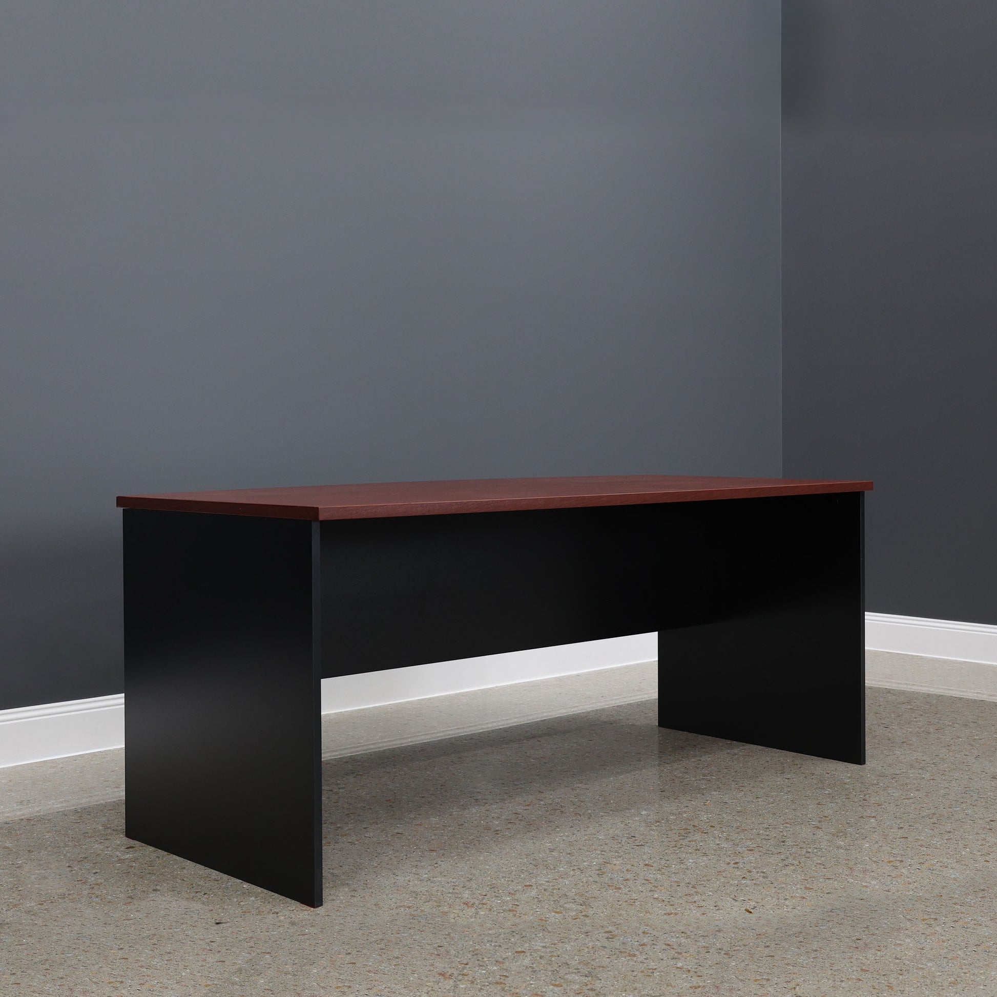 Performance Bow Front Desk - Red Gum/ Black