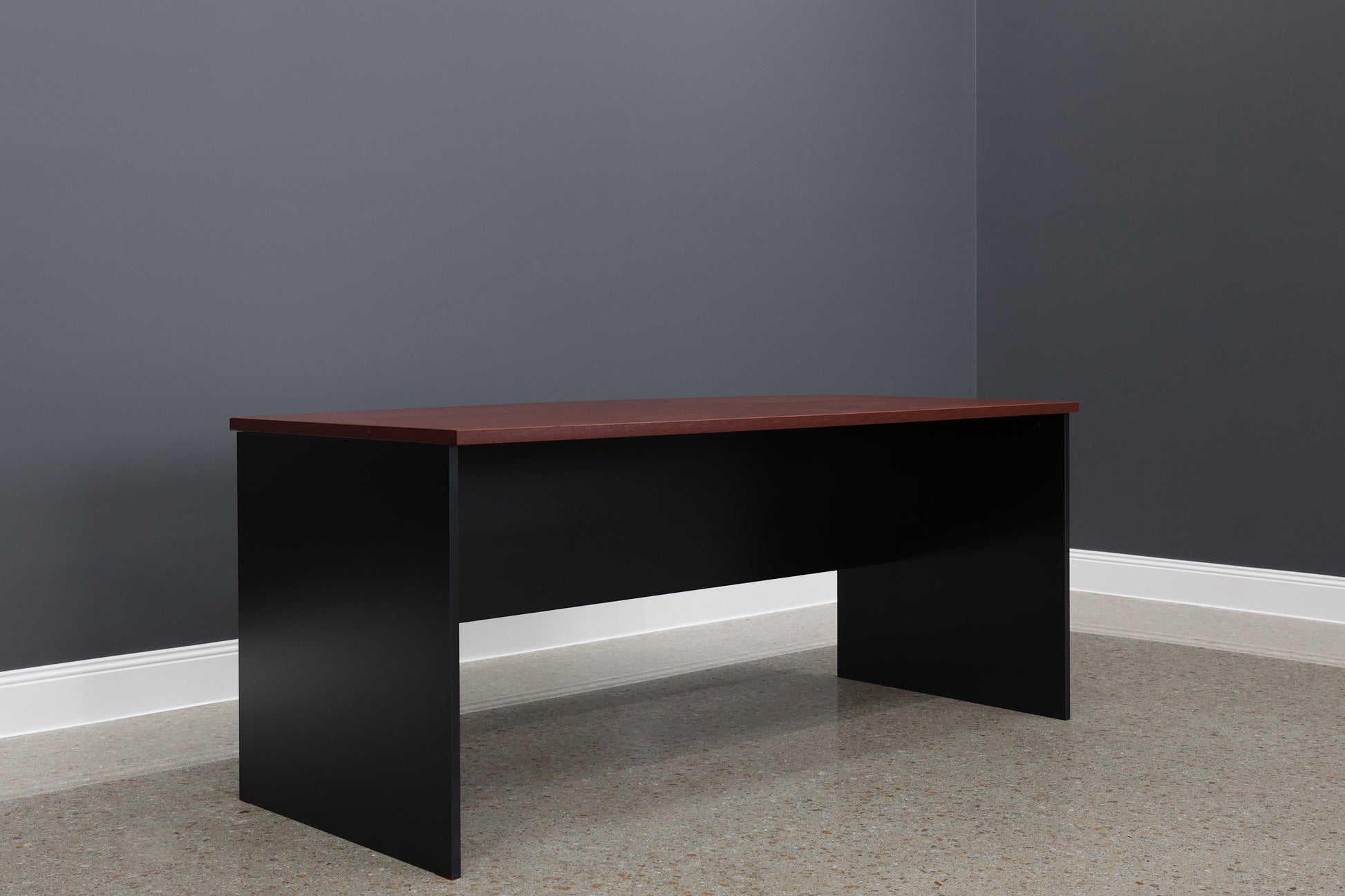 Performance Bow Front Desk - Red Gum/ Black