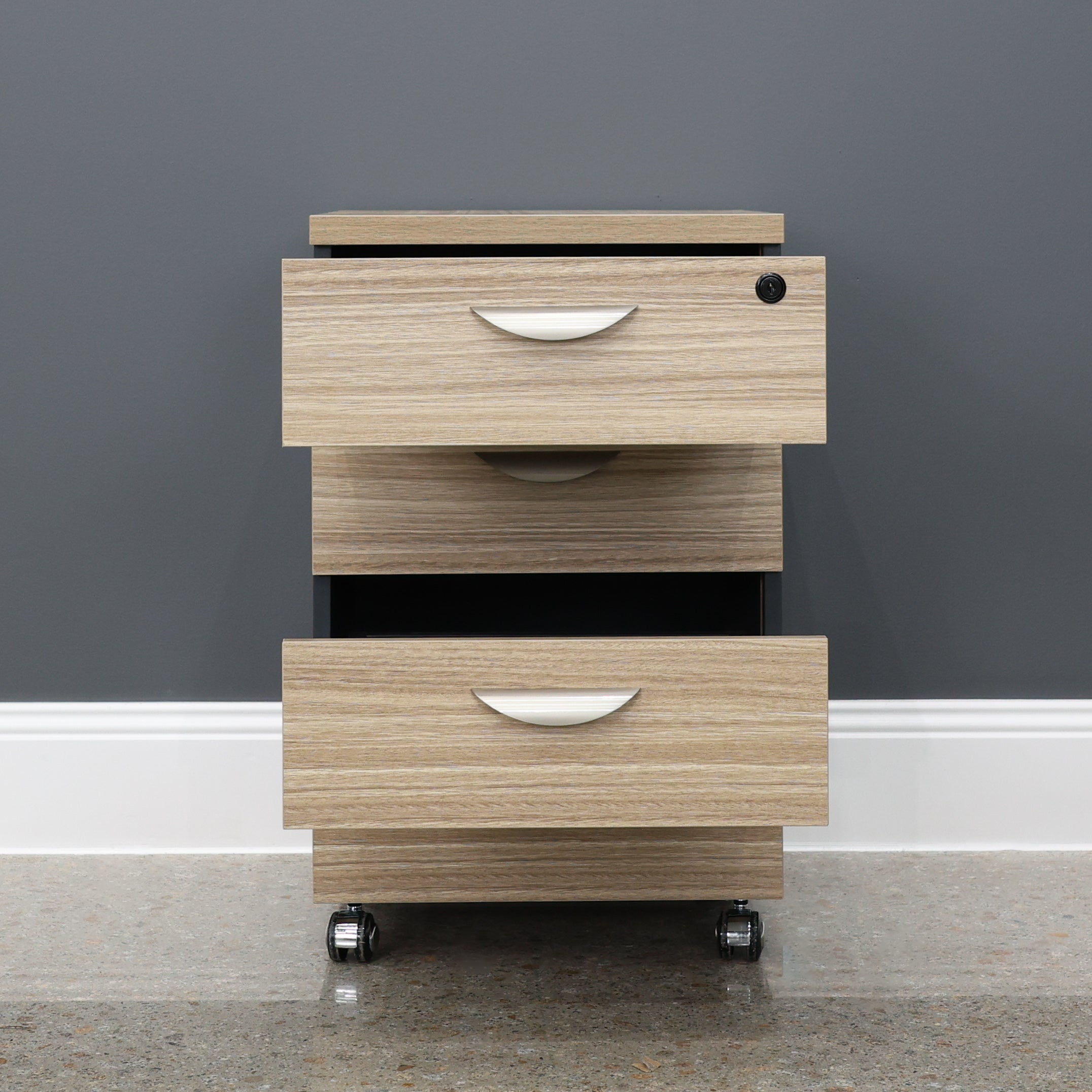 Performance 4 Drawer Pedestal - Natural Oak/ Charcoal