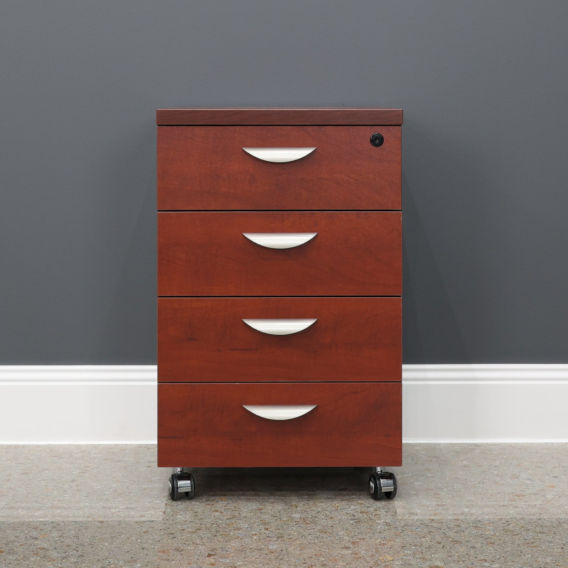 Performance 4 Drawer Pedestal - Red Gum/ Charcoal