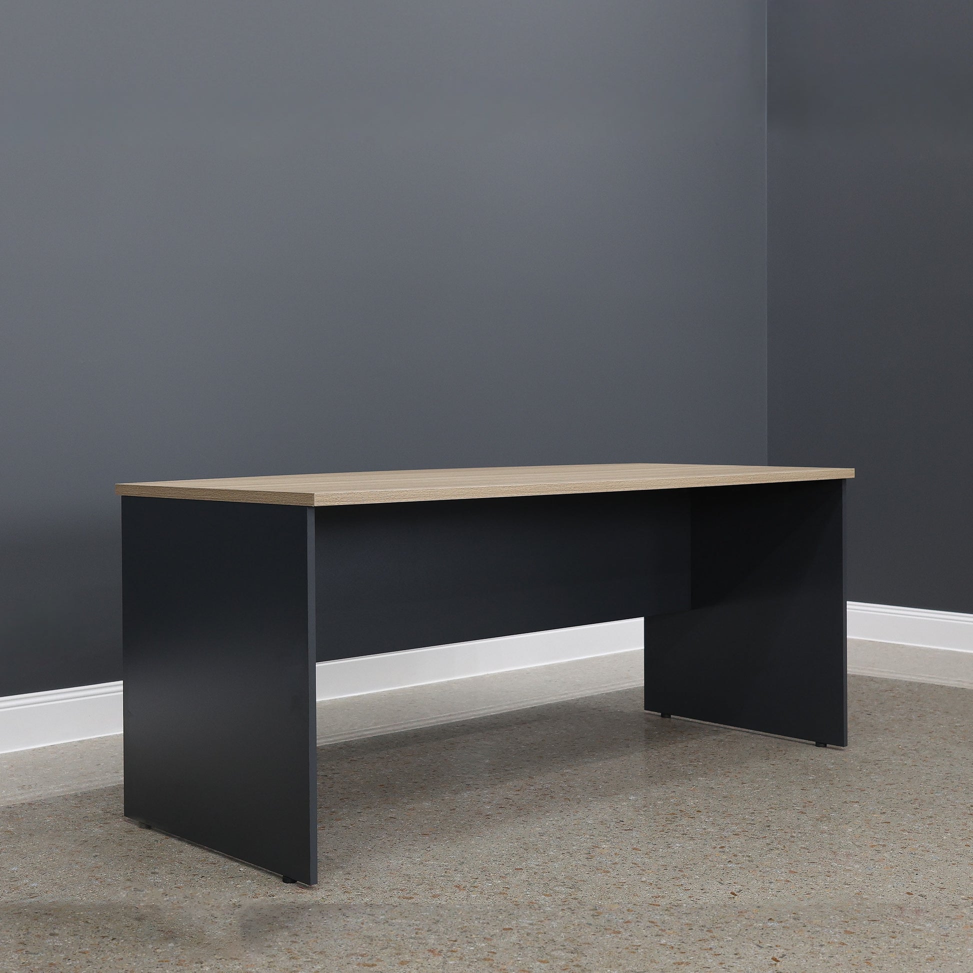 Performance Bow Front Desk - Natural Oak/ Charcoal