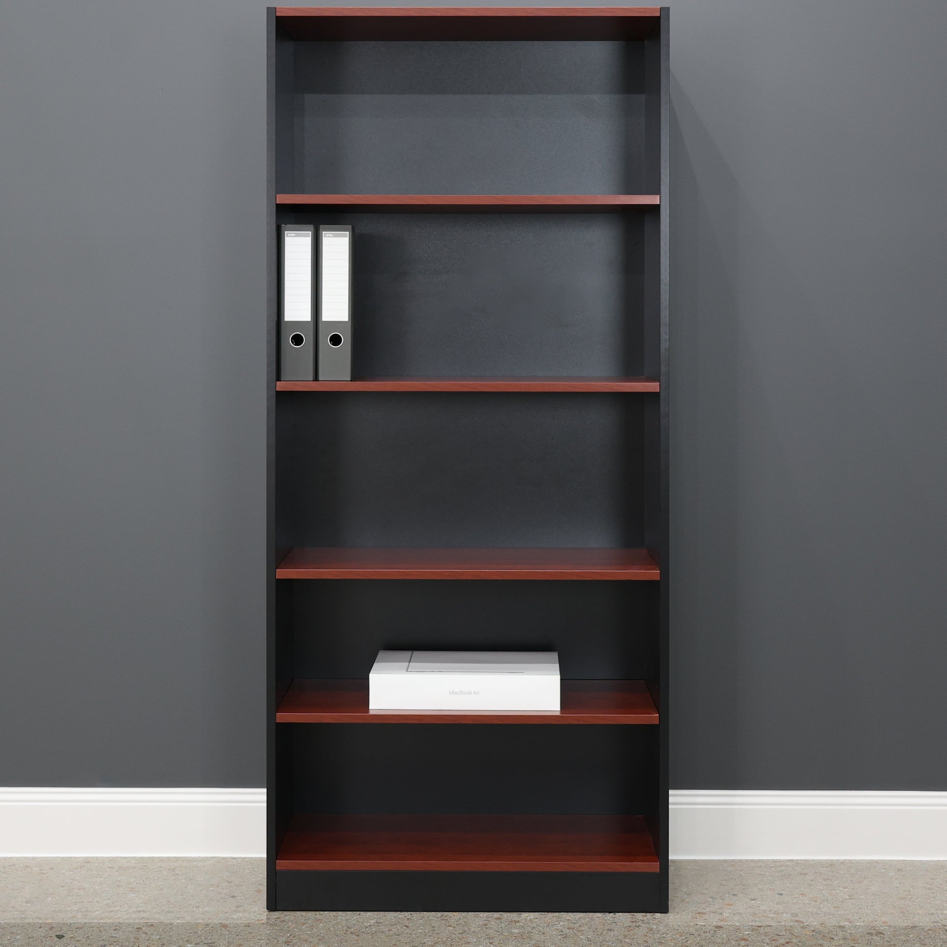 Performance Bookcase Large - Red Gum/ Charcoal