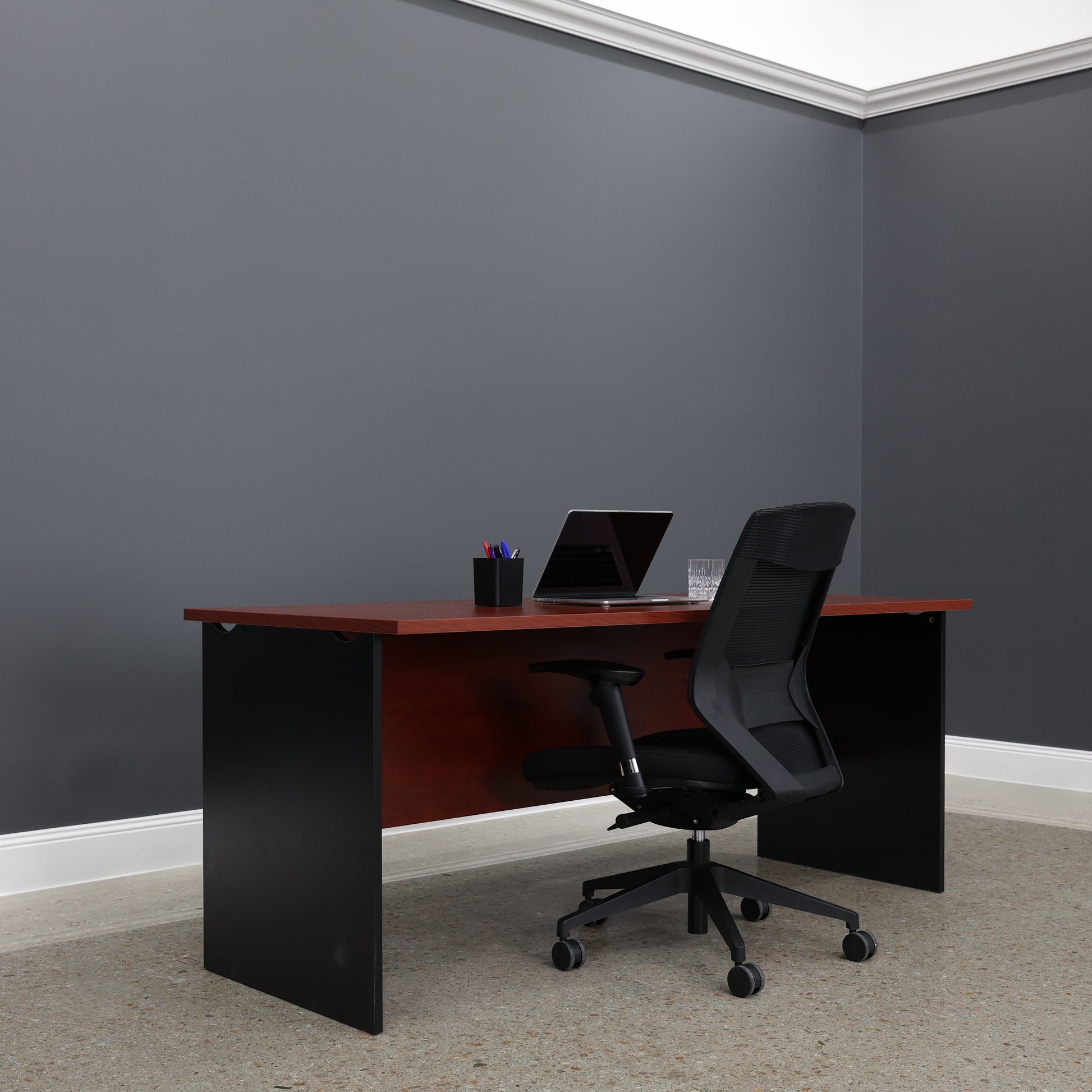 Performance 1800 Office Desk - Red Gum/ Black