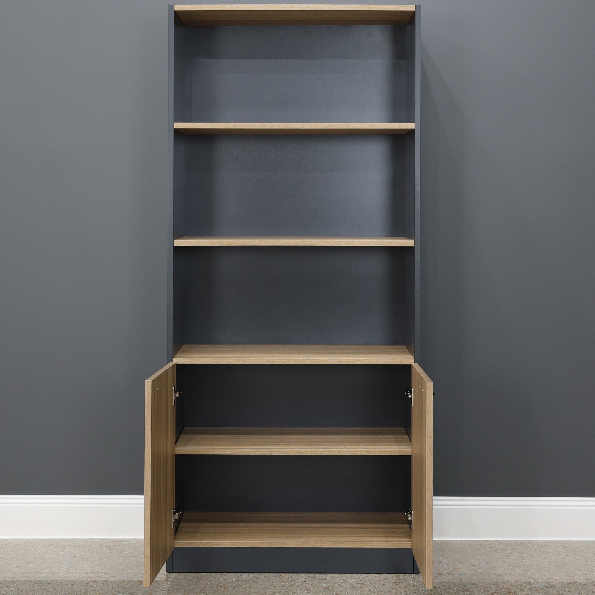 Performance Bookcase Split Large - Natural Oak/ Charcoal