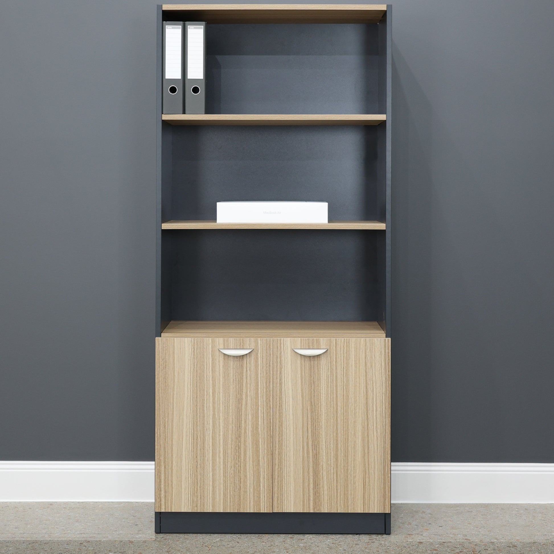Performance Bookcase Split Large - Natural Oak/ Charcoal