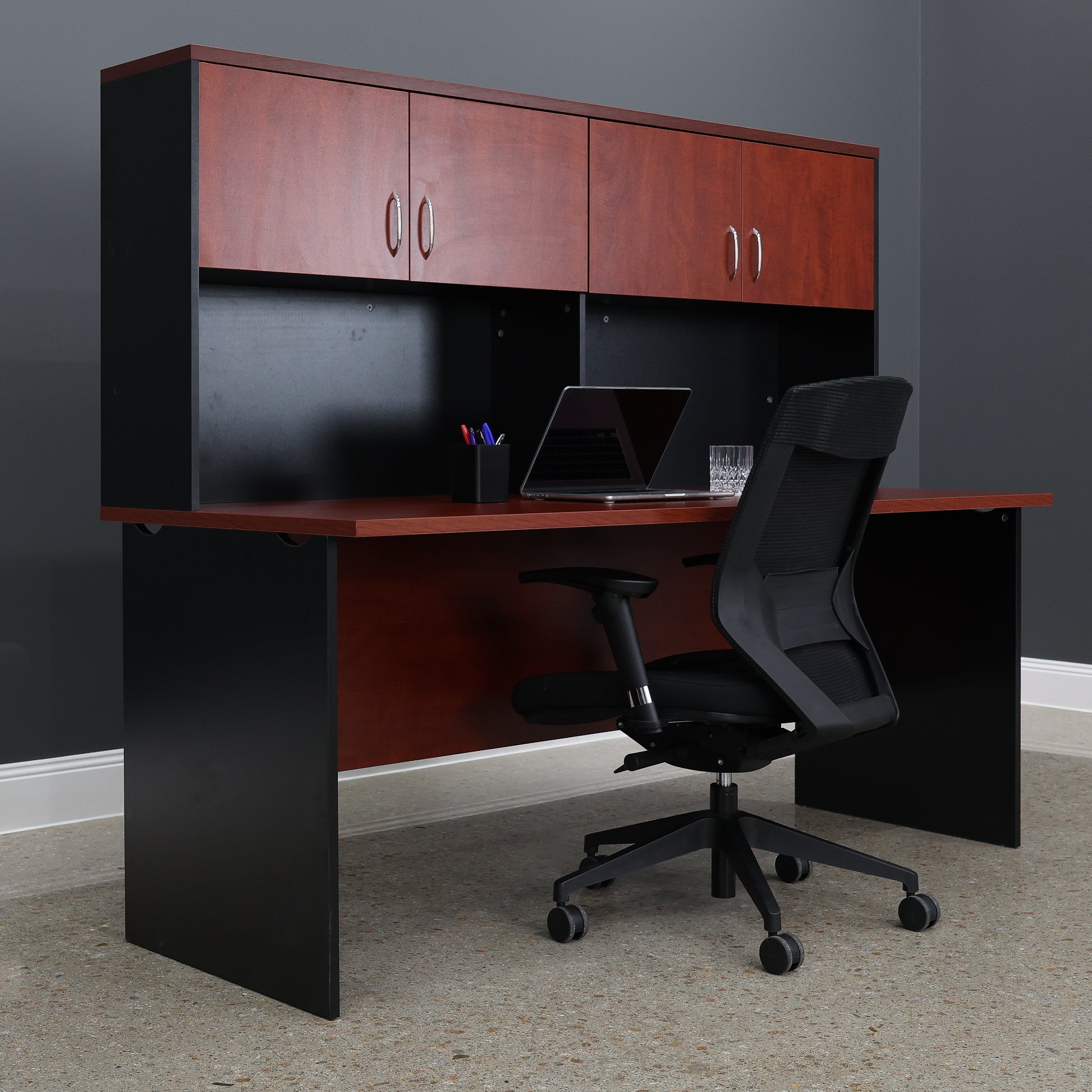 Performance 1800 Office Desk - Red Gum/ Black