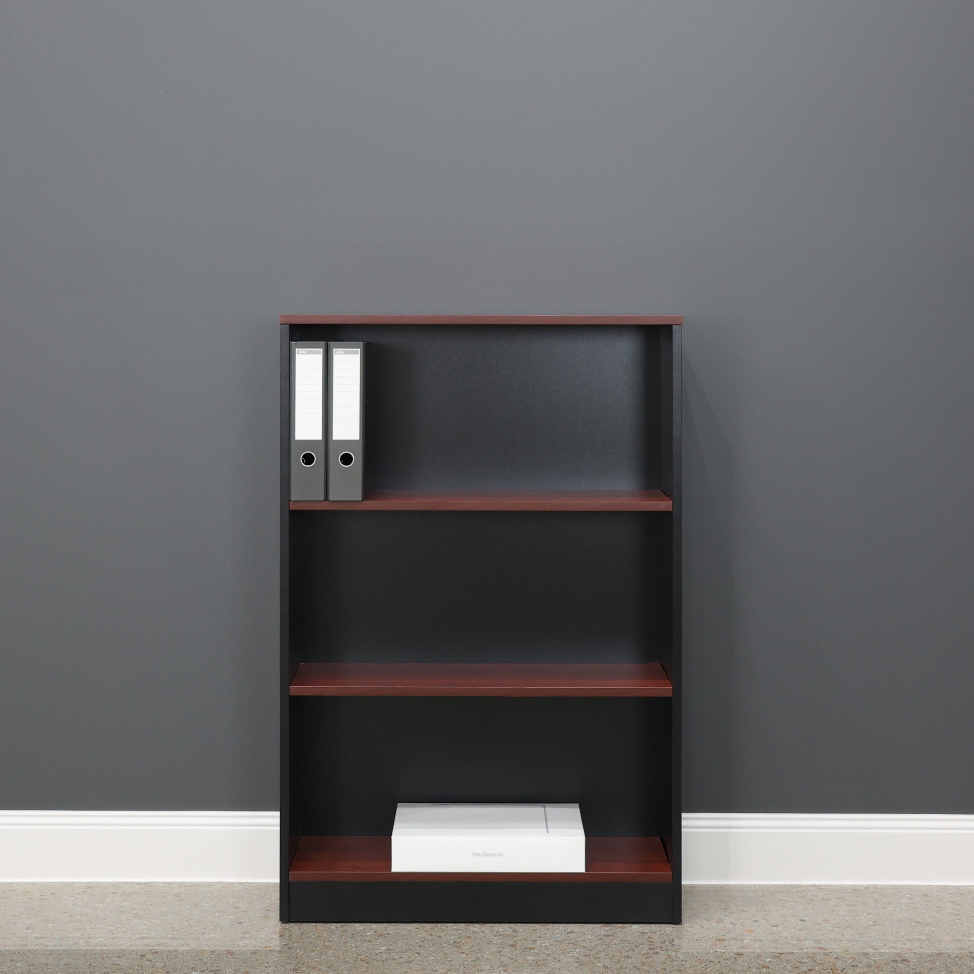 Performance Bookcase Medium - Red Gum/ Black