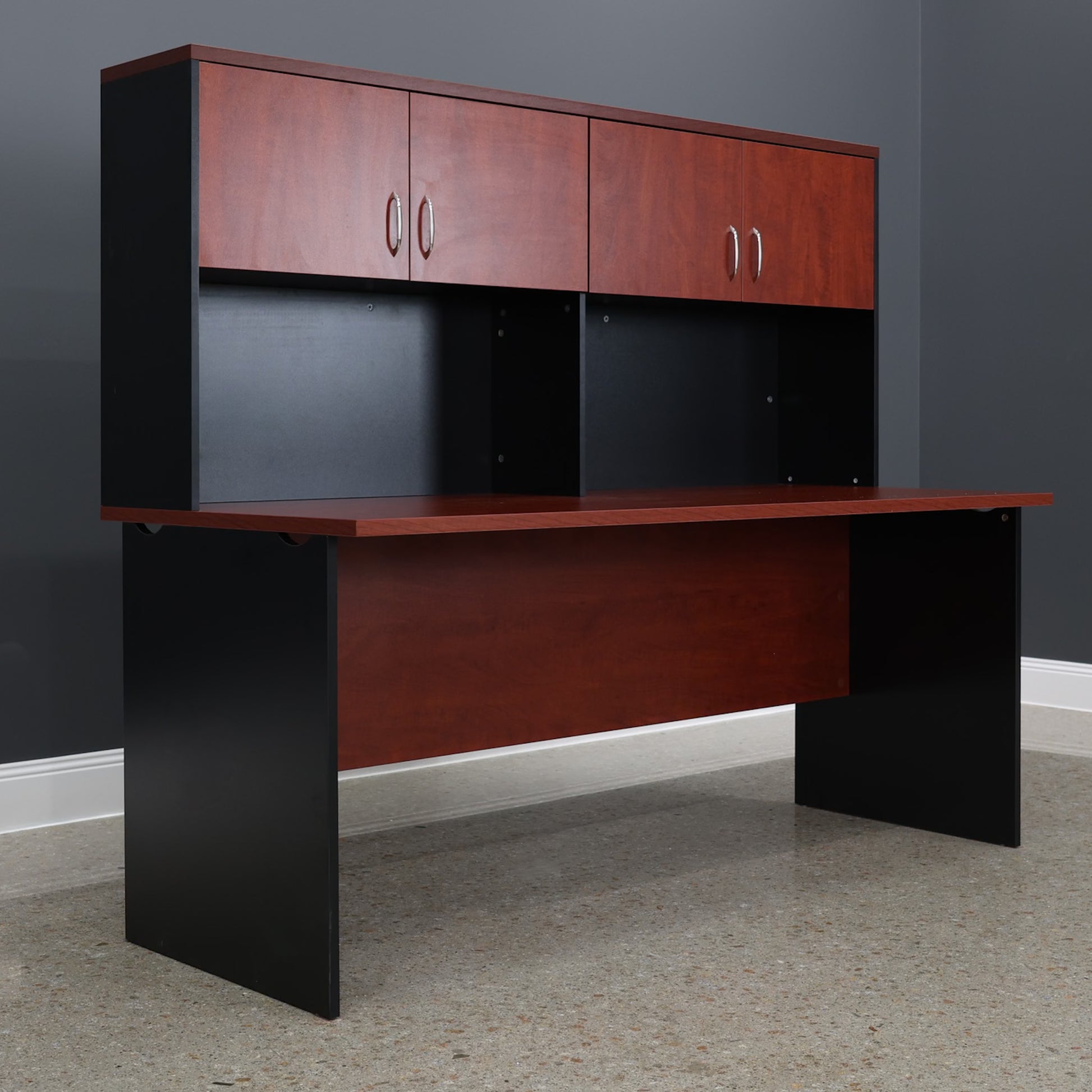 Performance 1800 Office Desk & Hutch - Red Gum/ Black