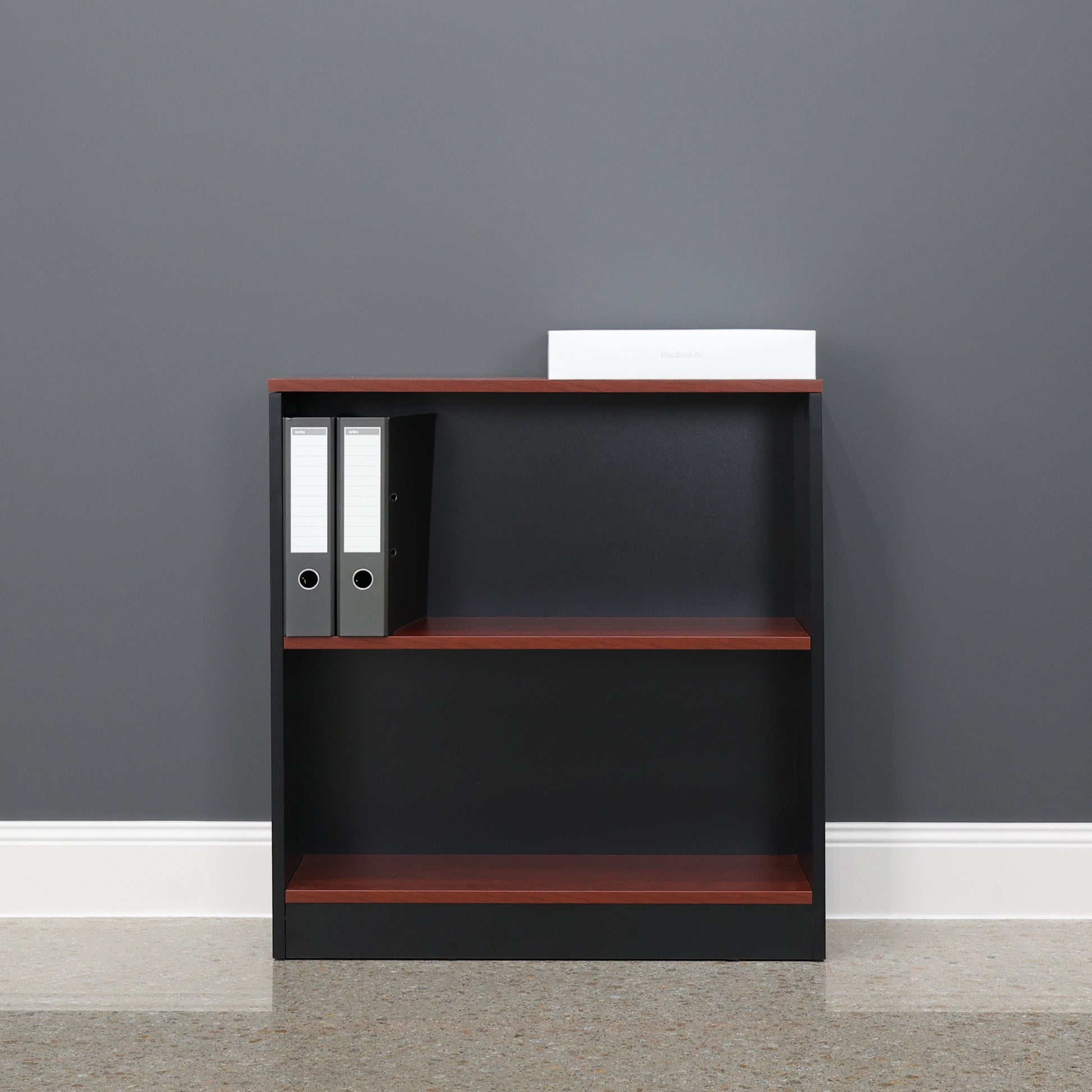 Performance Bookcase Small - Red Gum/ Black