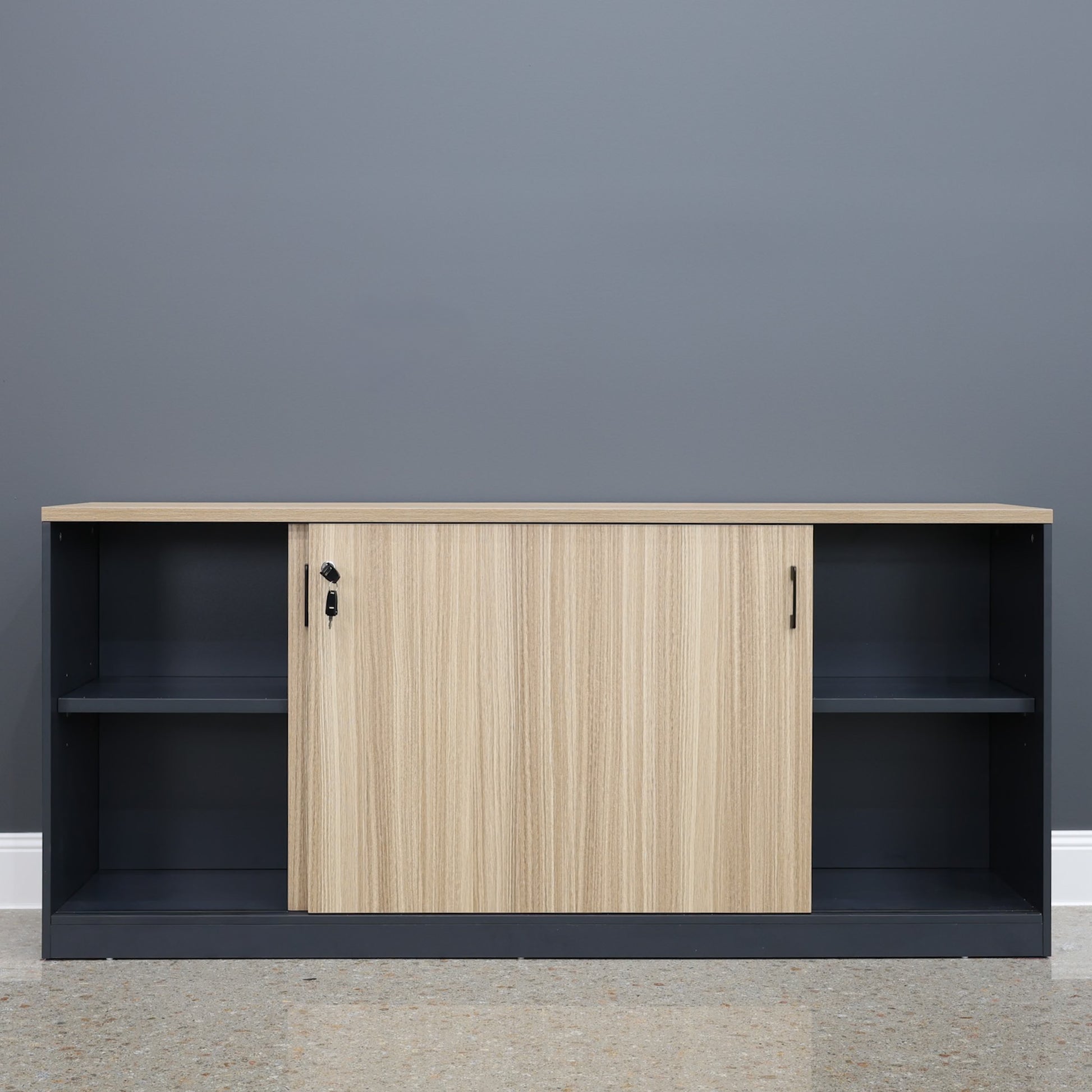 Performance 1800 Sliding Door Buffet - Natural Oak/ Charcoal