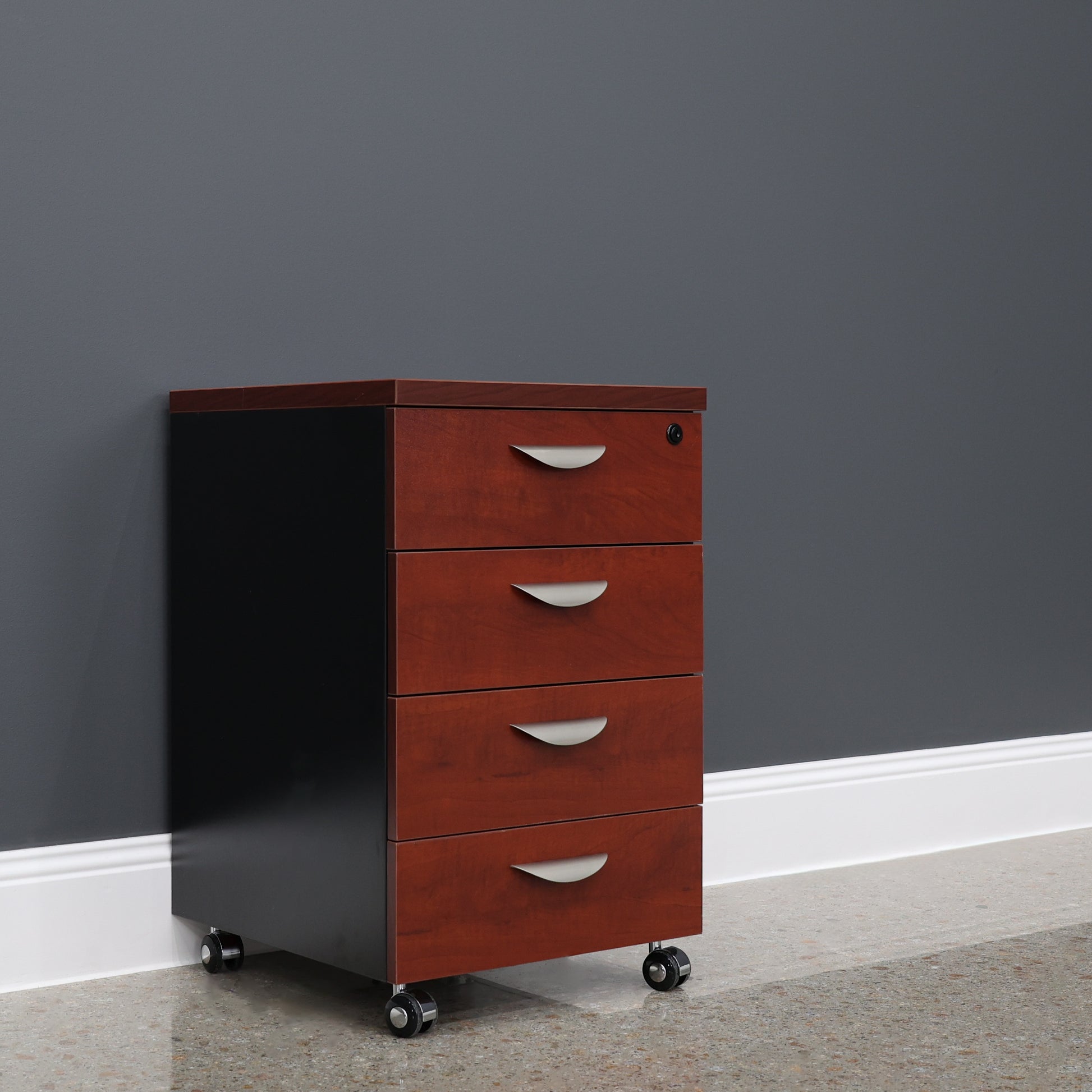 Performance 4 Drawer Pedestal - Red Gum/ Charcoal