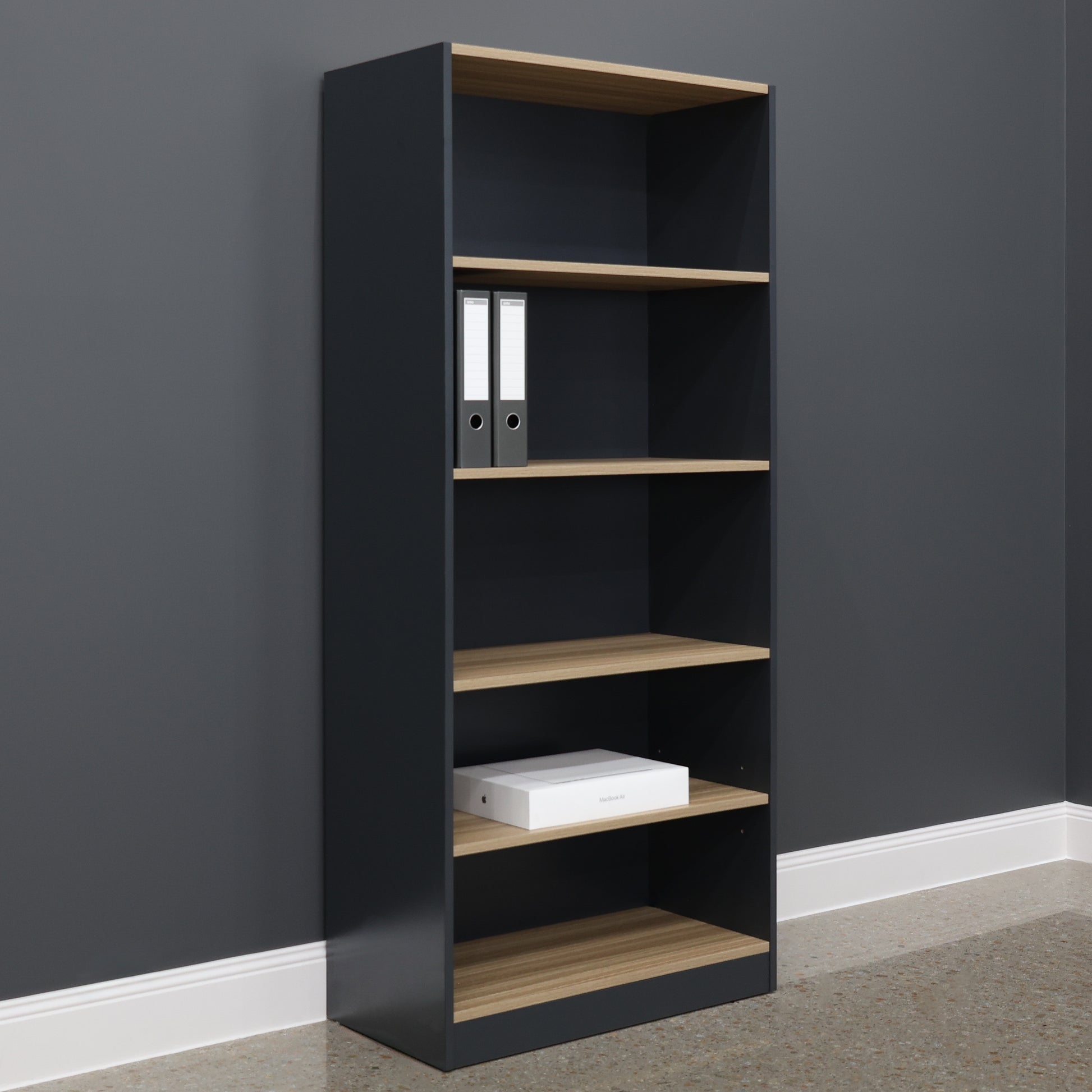 Performance Bookcase Large – Natural oak / Charcoal