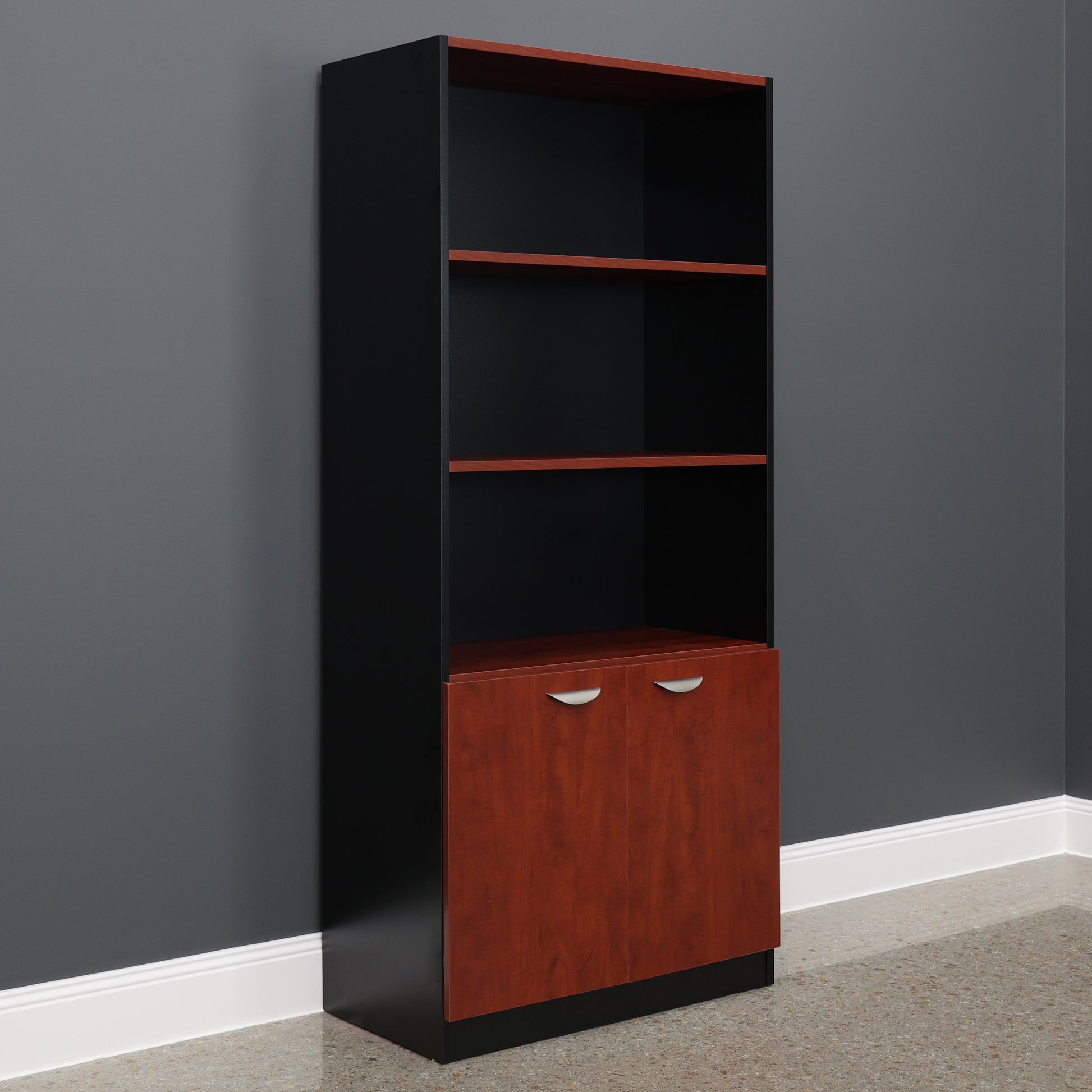 Performance Bookcase Split Large - Red Gum/ Charcoal
