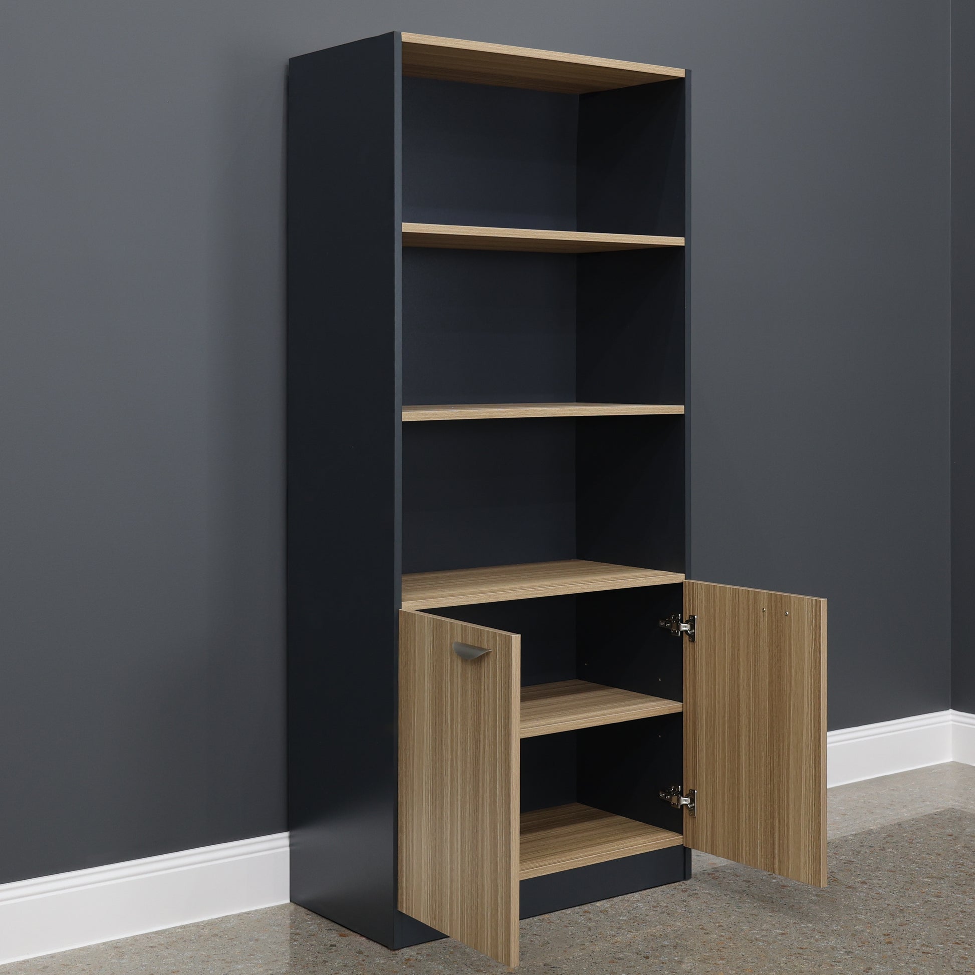 Performance Bookcase Split Large - Natural Oak/ Charcoal