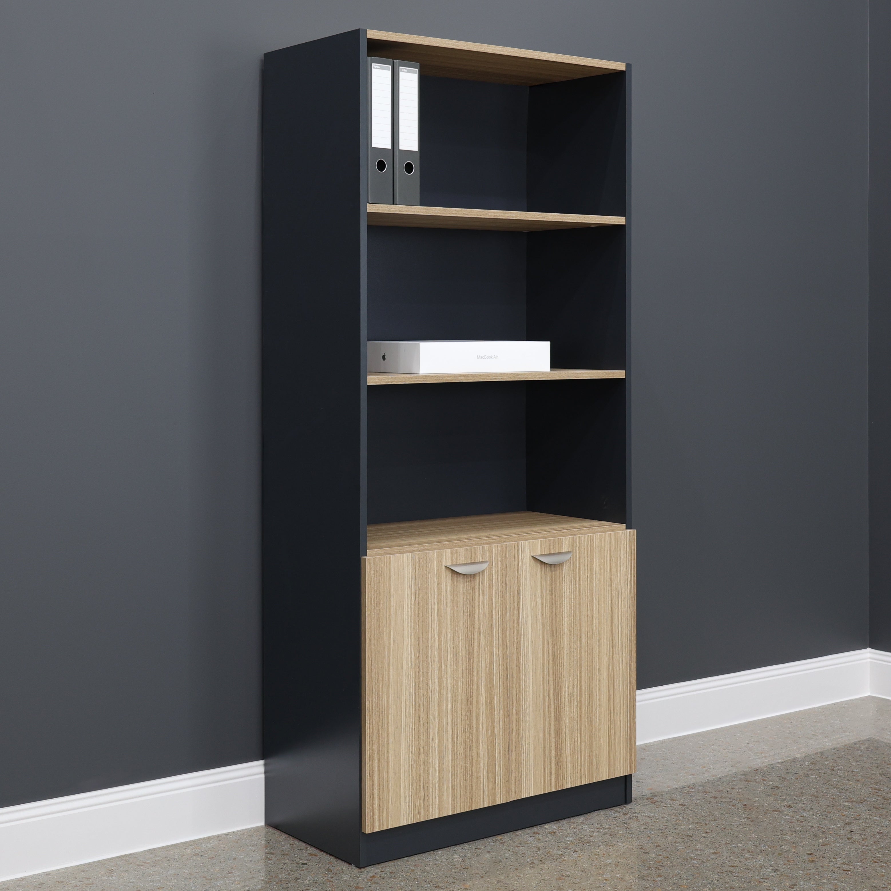 Performance Bookcase Split Large - Natural Oak/ Charcoal