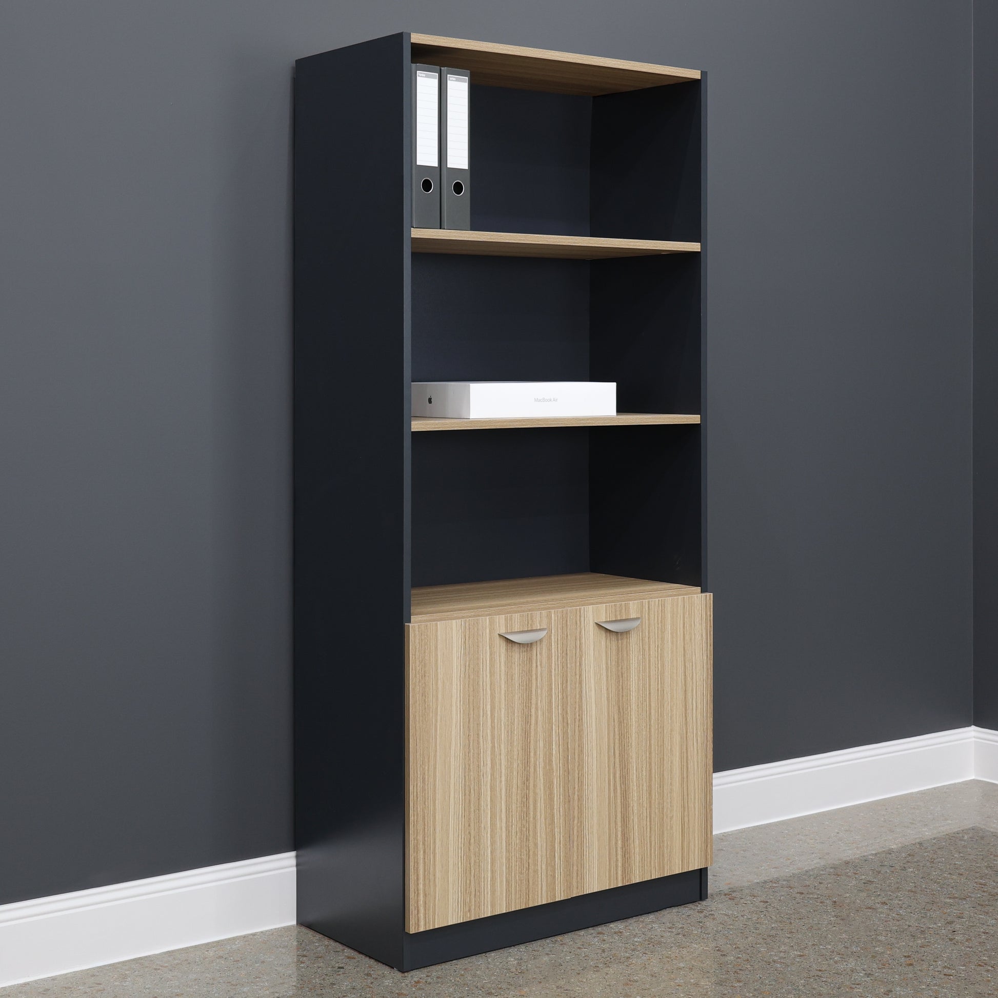 Performance Bookcase Split Large - Natural Oak/ Charcoal
