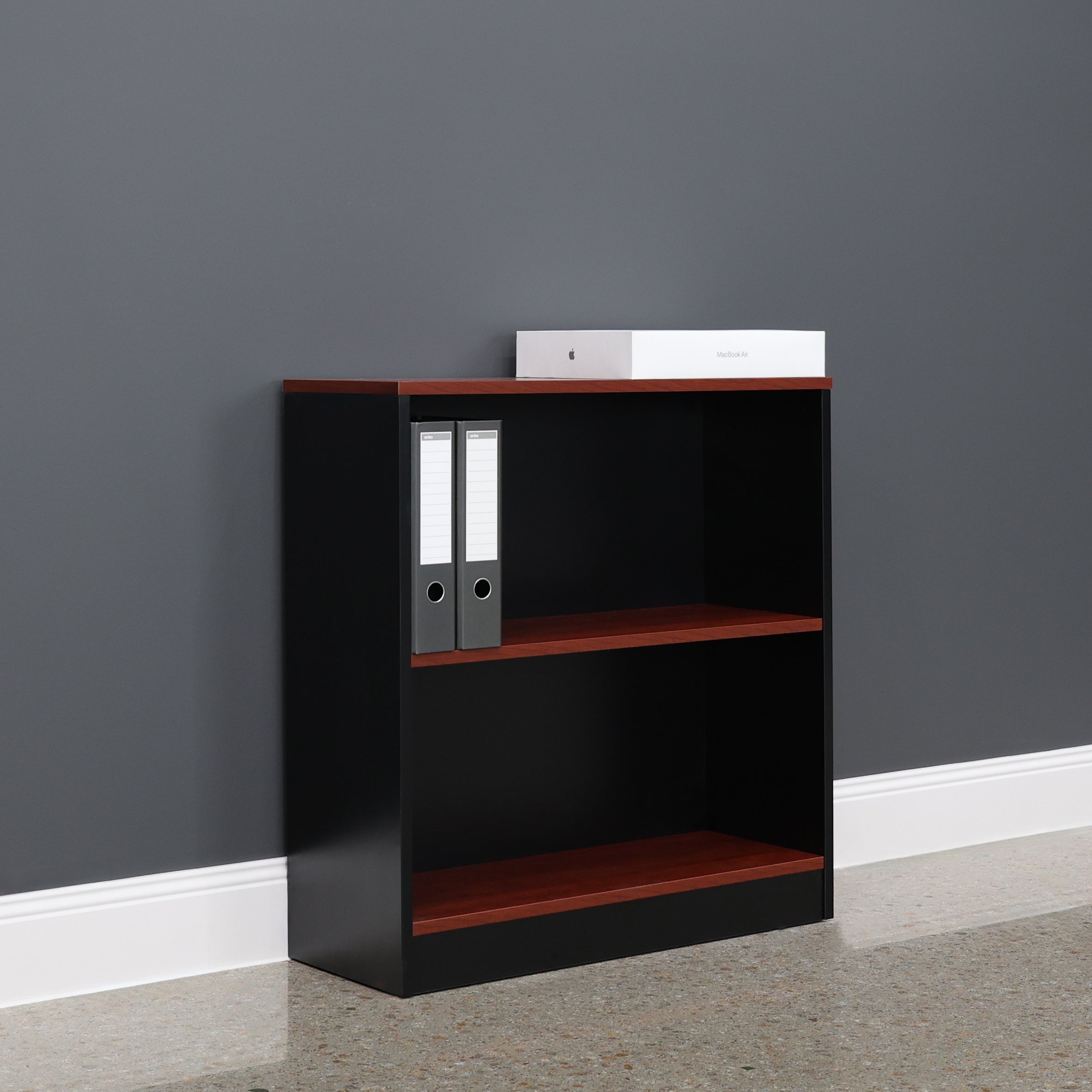 Performance Bookcase Small - Red Gum/ Black