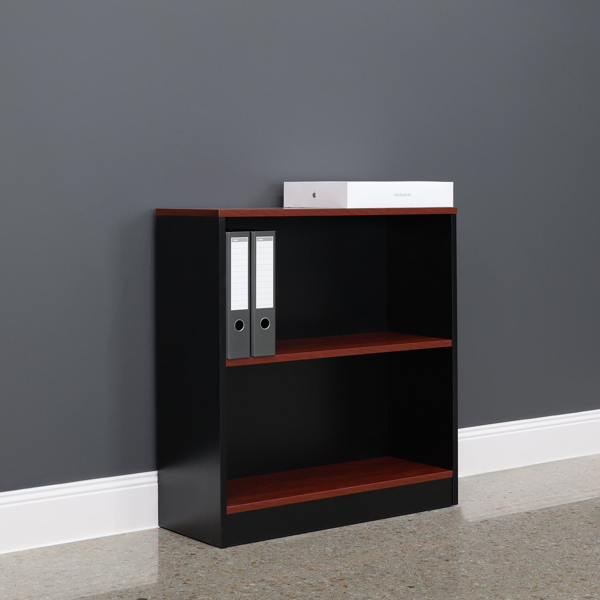 Performance Bookcase Small - Red Gum/ Black