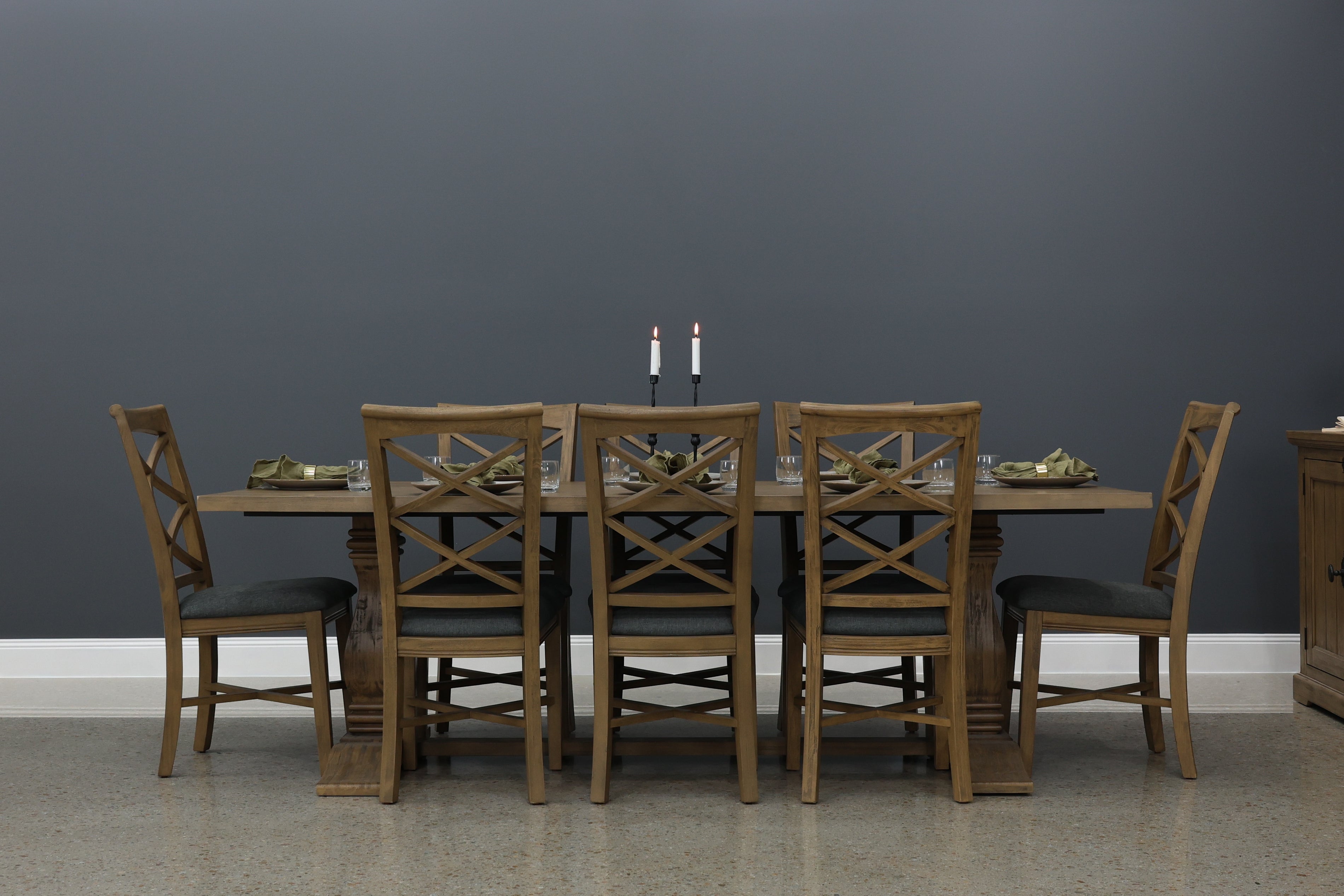 Macedon Dining Chair w/ Fabric Seat - Grey