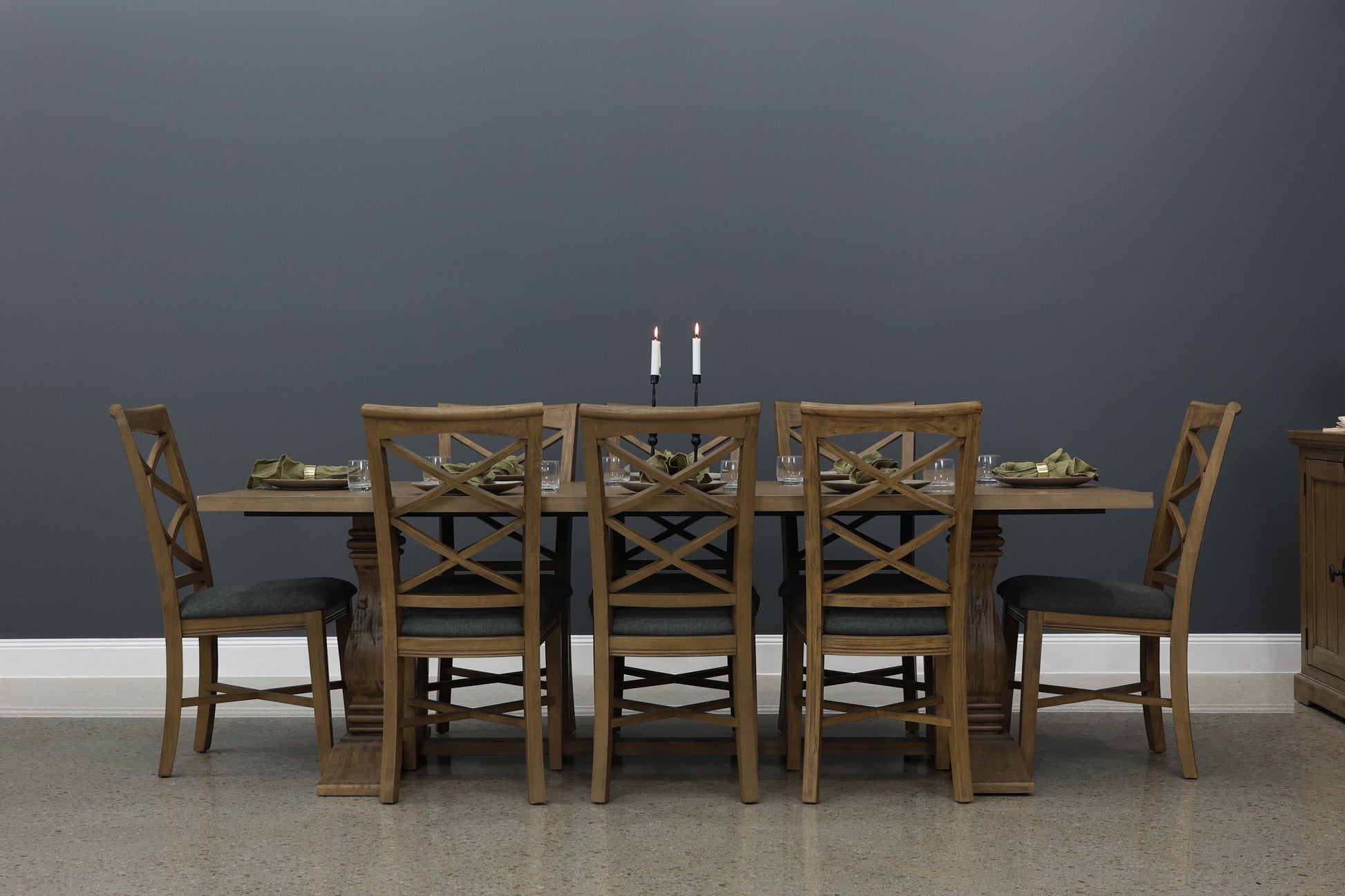 Macedon Dining Chair w/ Fabric Seat - Grey