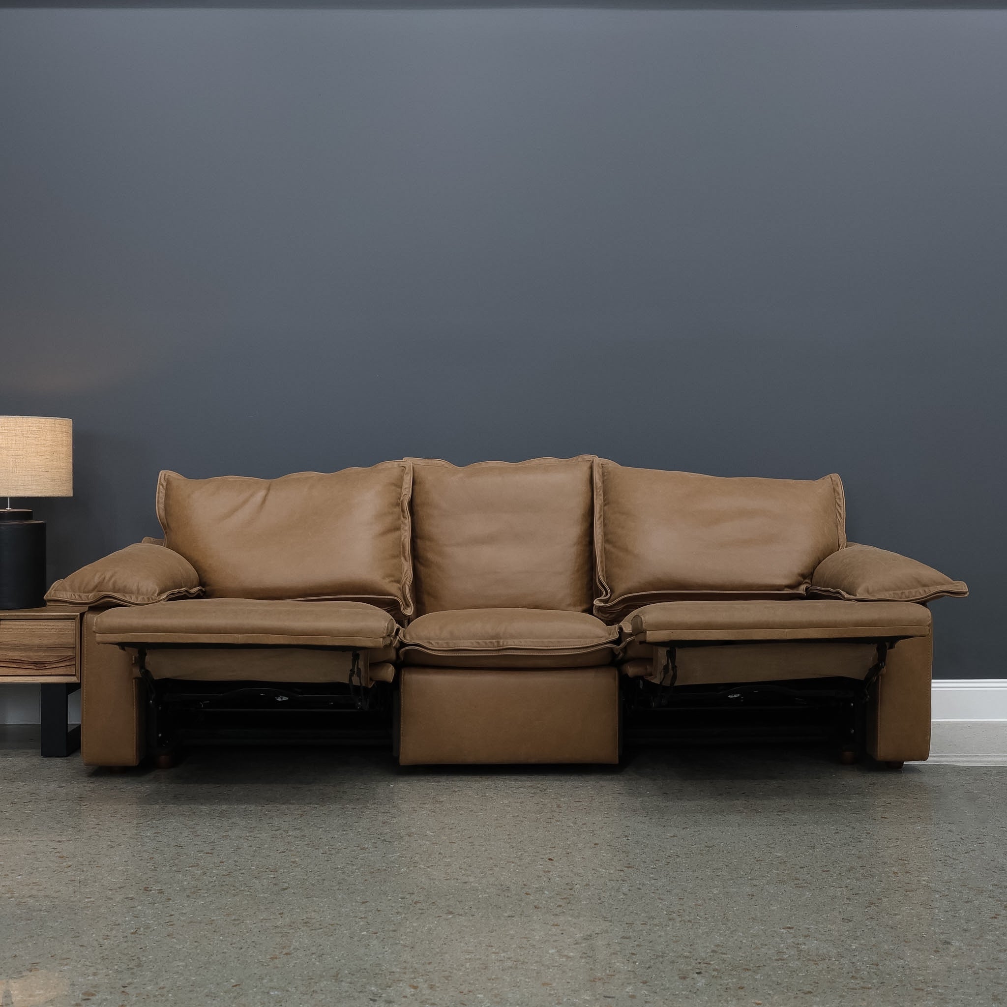 Portland Electric Reclining 3 Seater - Tan Leather