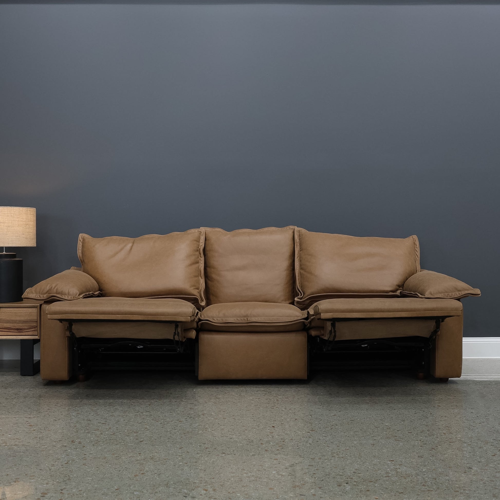 Portland Electric Reclining 3 Seater - Tan Leather