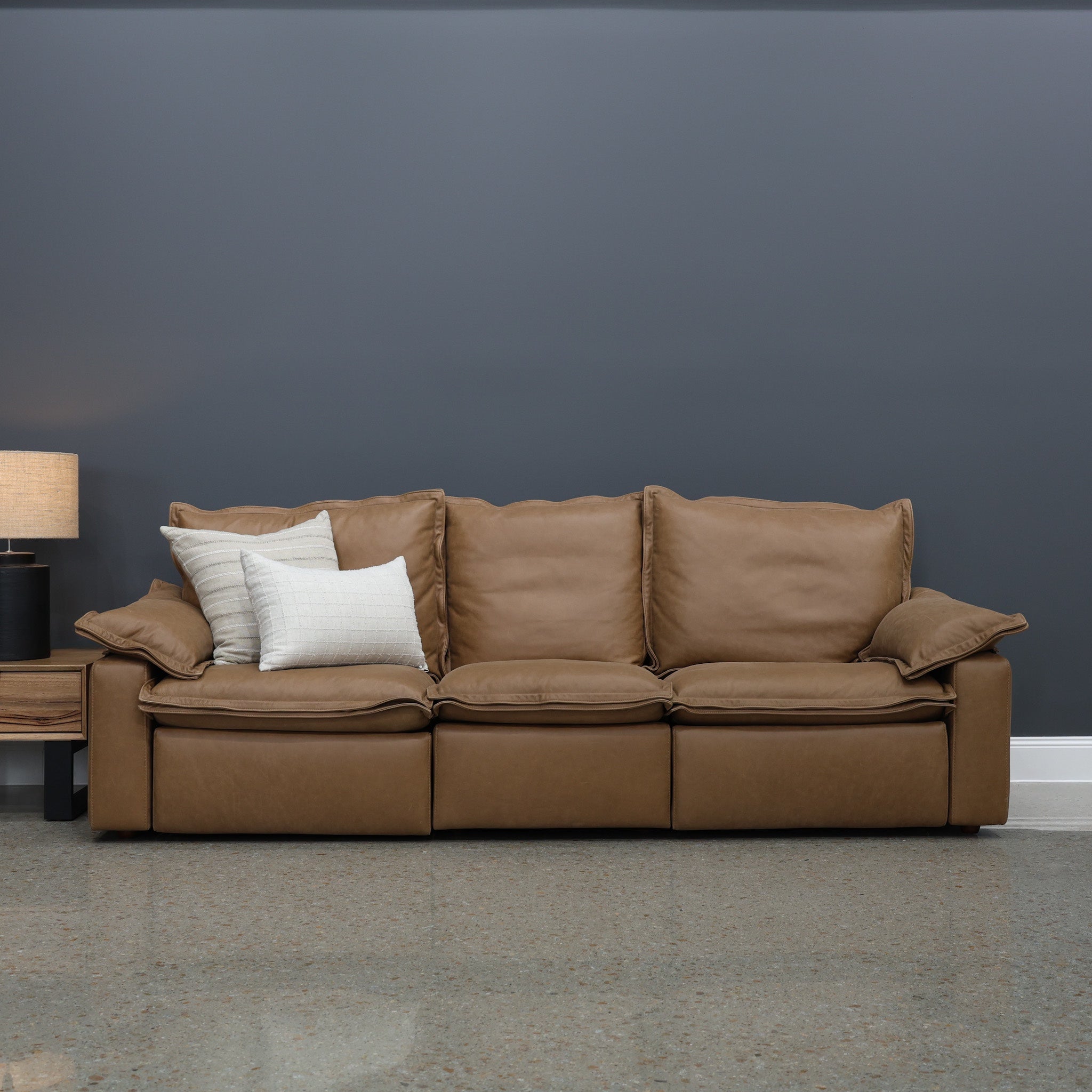 Portland Electric Reclining 3 Seater - Tan Leather