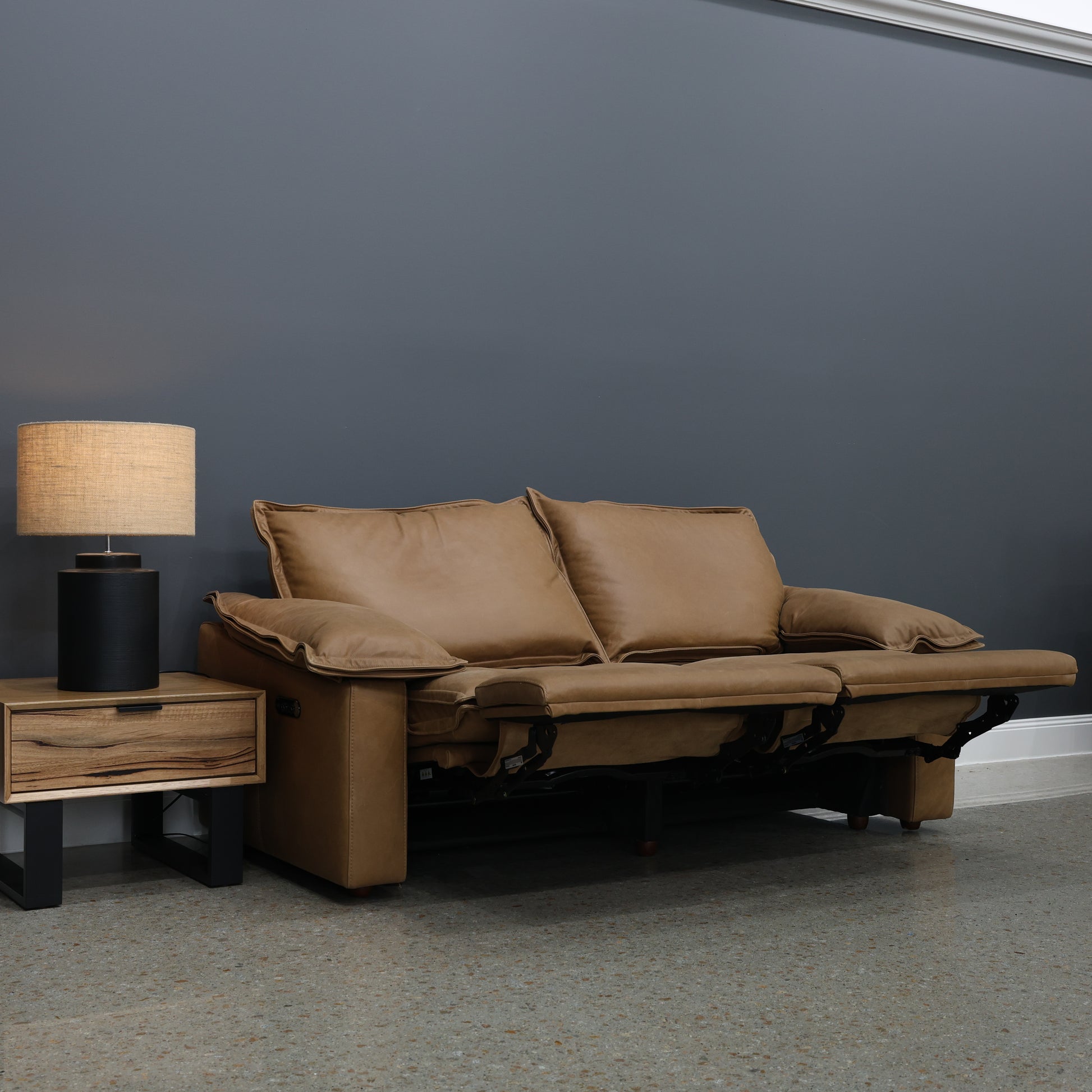 Portland Electric Reclining 2 Seater - Tan Leather