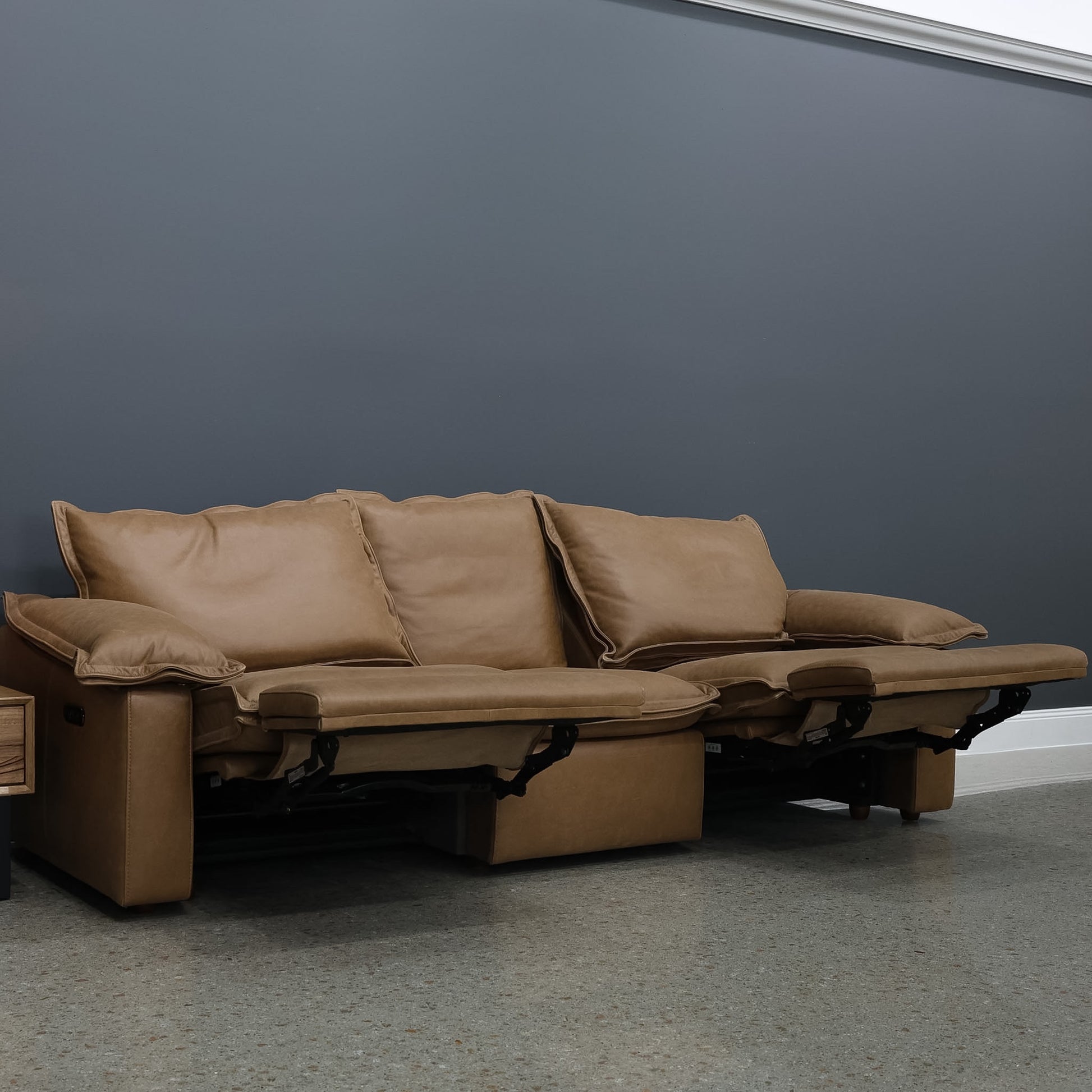 Portland Electric Reclining 3 Seater - Tan Leather