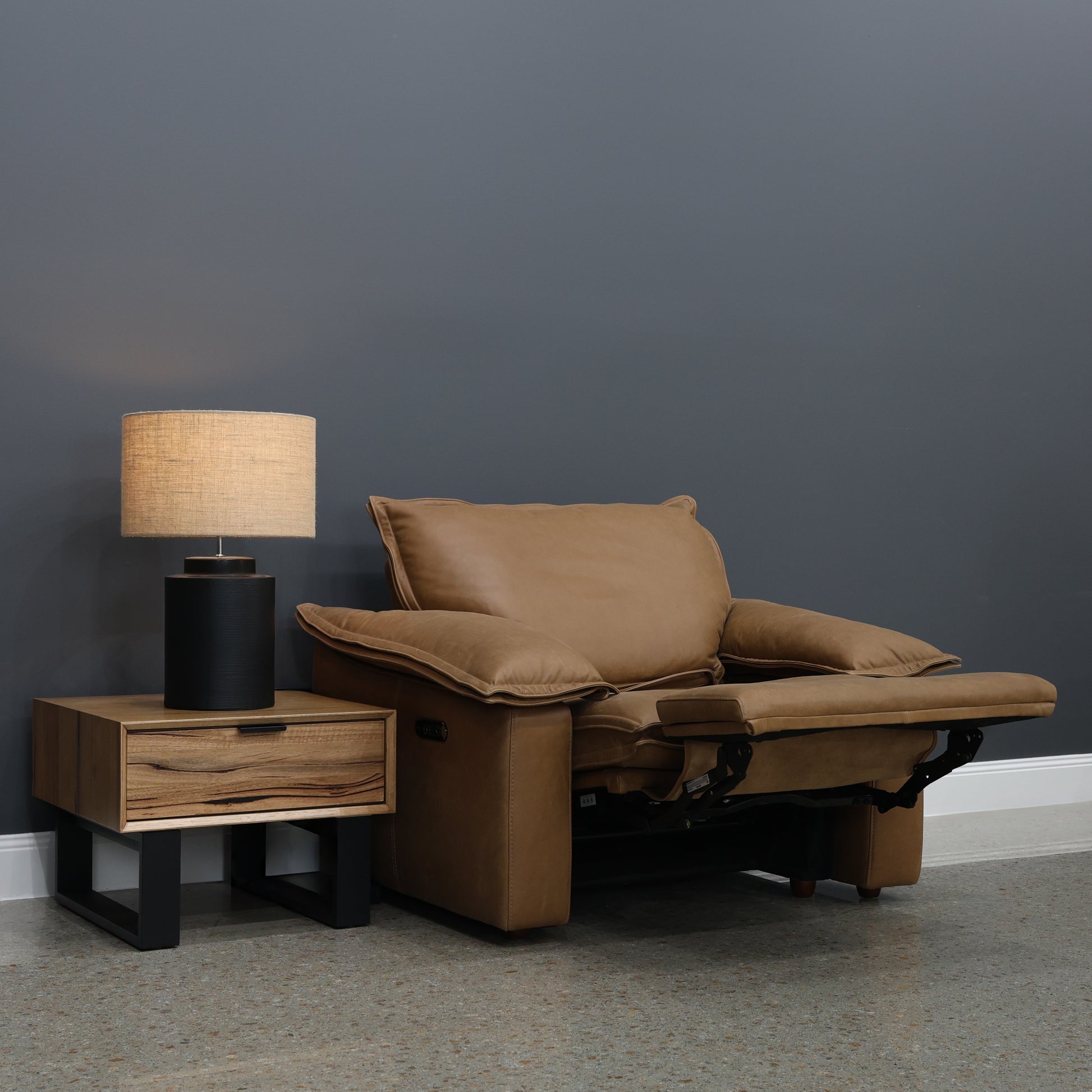 Portland Electric Recliner - Tan Leather