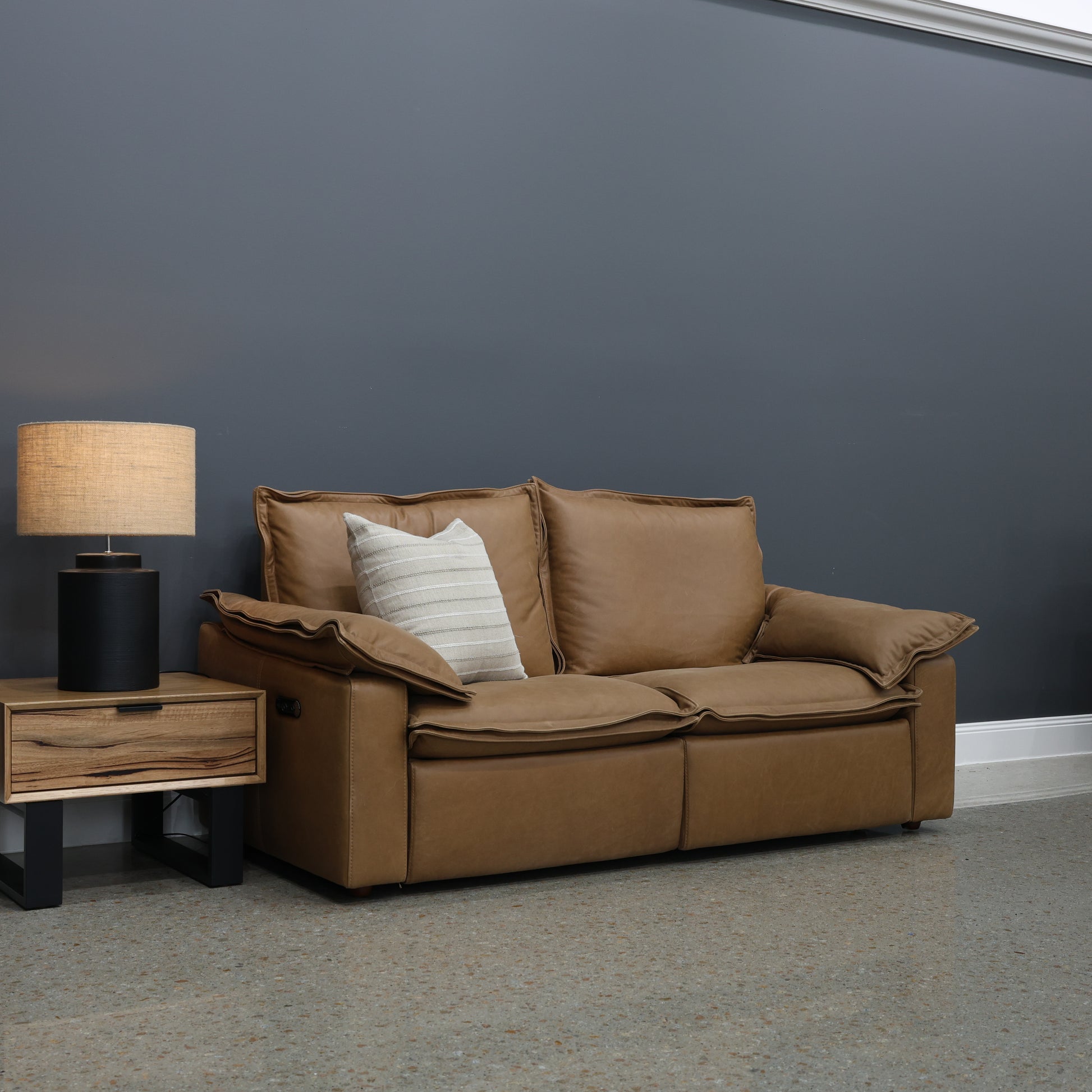 Portland Electric Reclining 2 Seater - Tan Leather