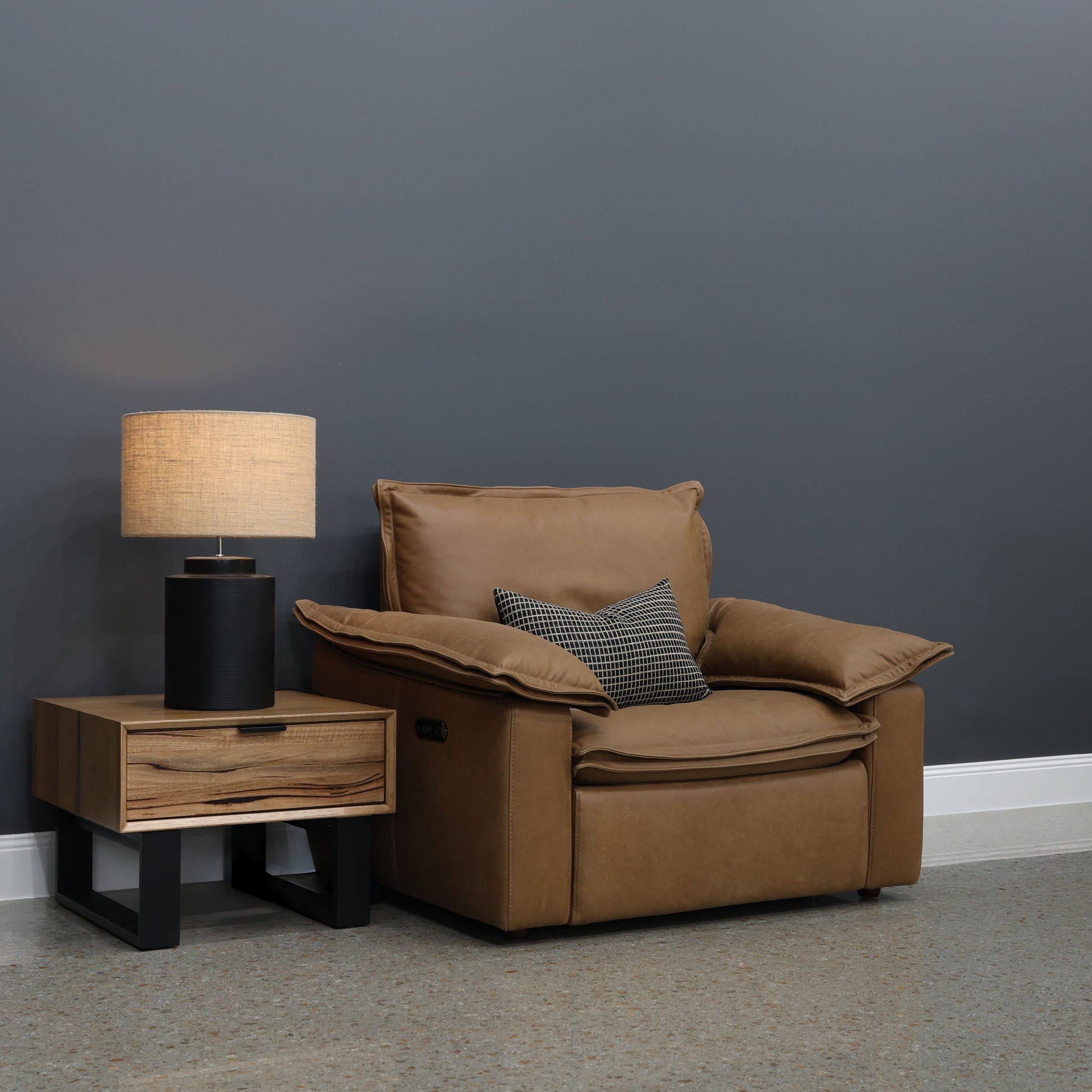 Portland Electric Recliner - Tan Leather