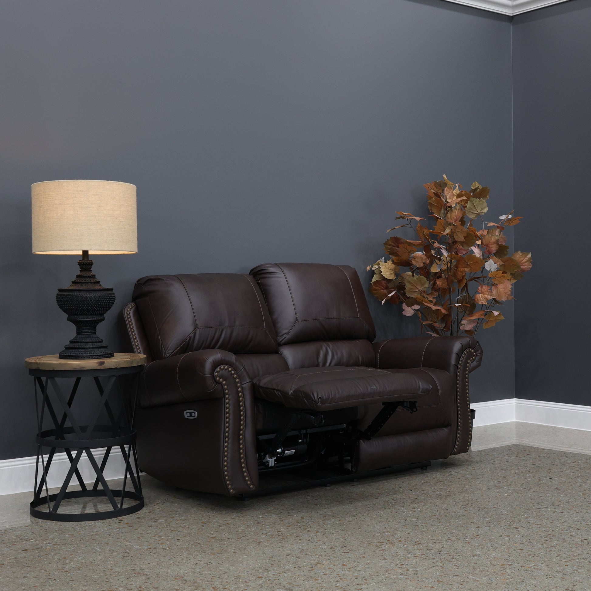 Laura 2 Seater Electric Loveseat - English Tan Leather