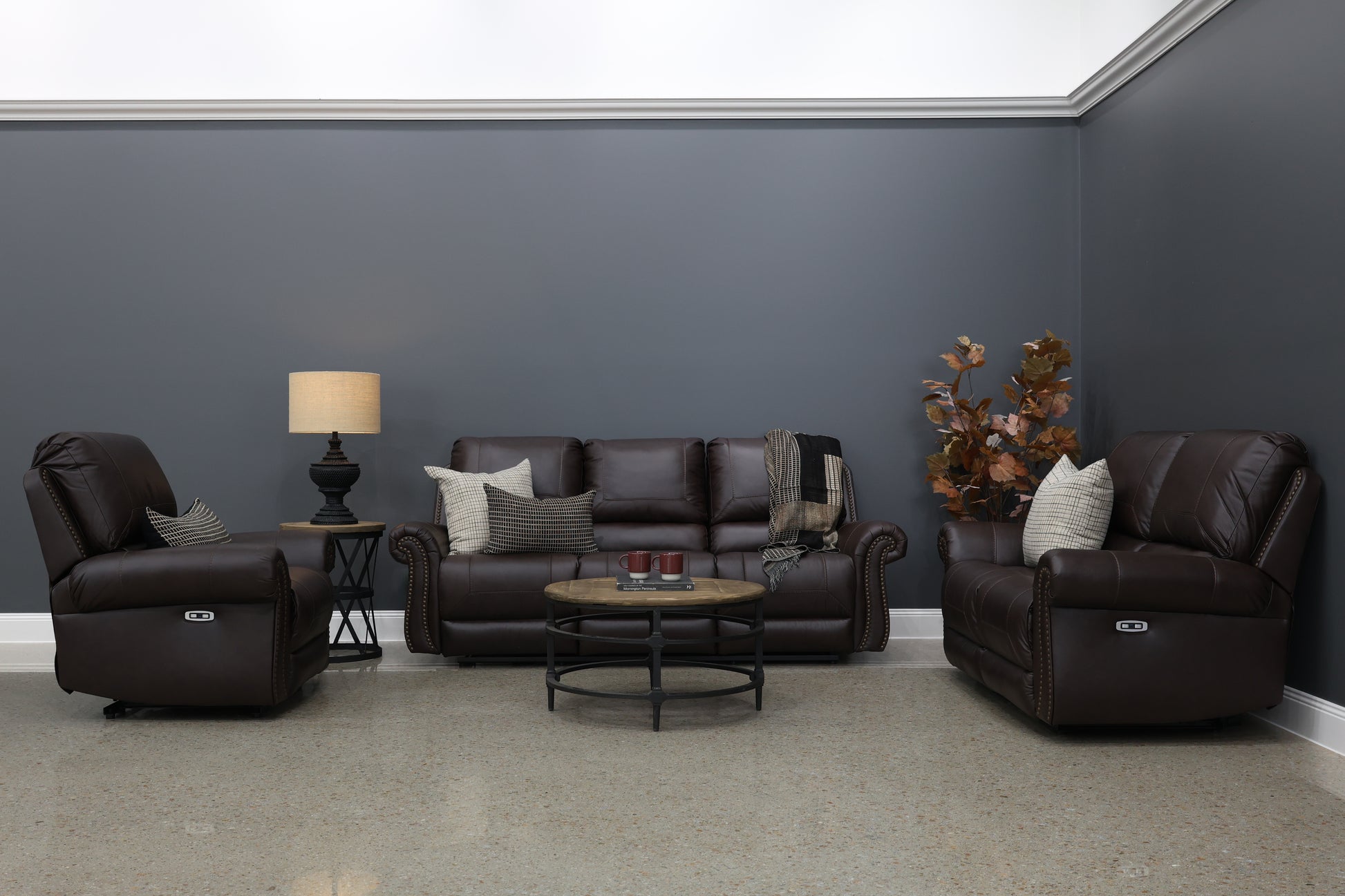 Laura 2 Seater Electric Loveseat - English Tan Leather