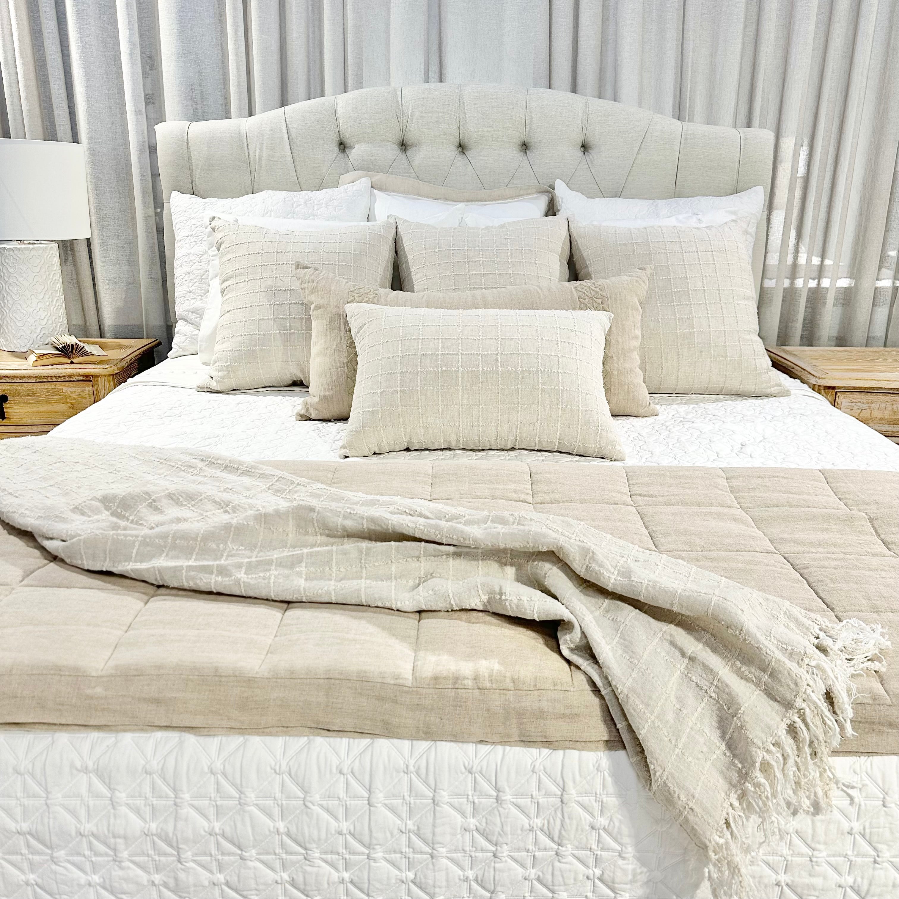 Brighton Upholstered Bedhead & Floating Base - Boston Oyster