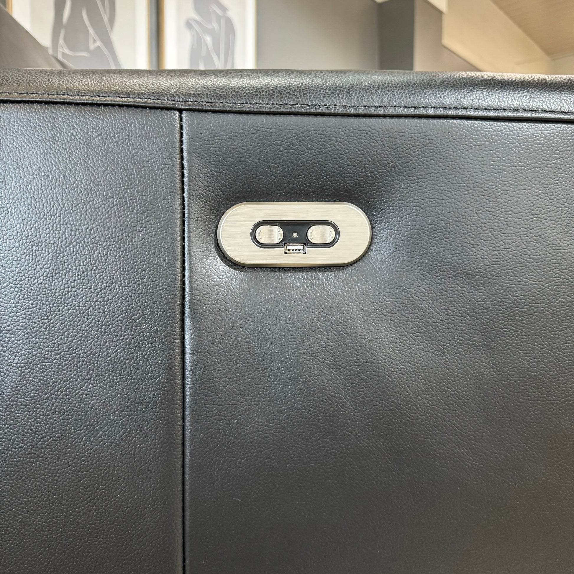 Coffs Harbour Electric Corner Lounge - Black Leather (LAF/Armless/Corner/Armless/Bar/RAF)