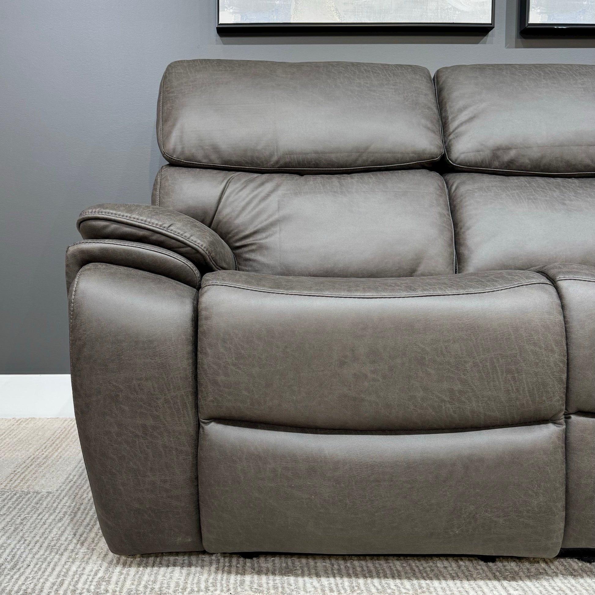 Luiz 3 Seater Electric Sofa - Black Leather Air