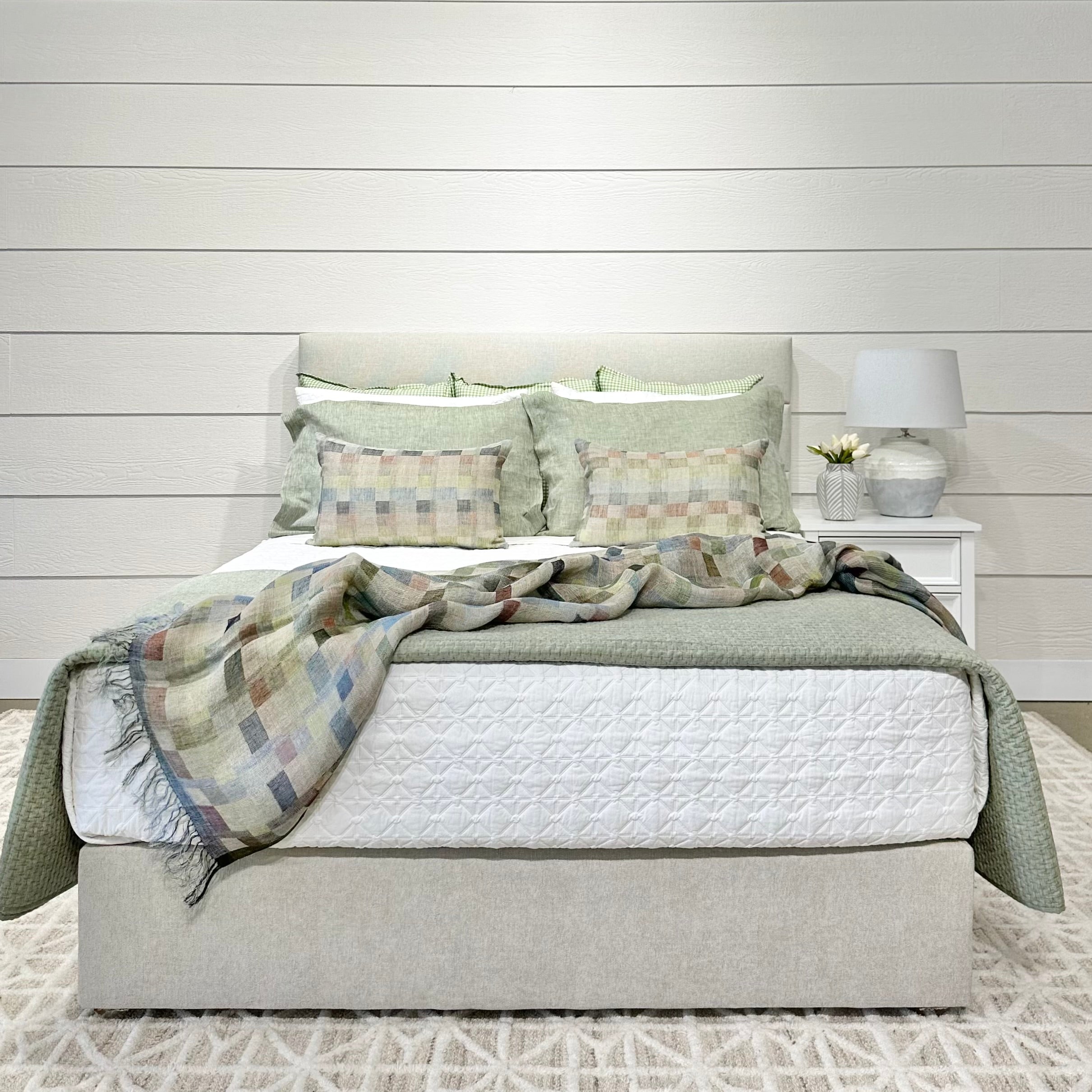 New York Upholstered Bedhead & Floating Base - Stamford Chalk