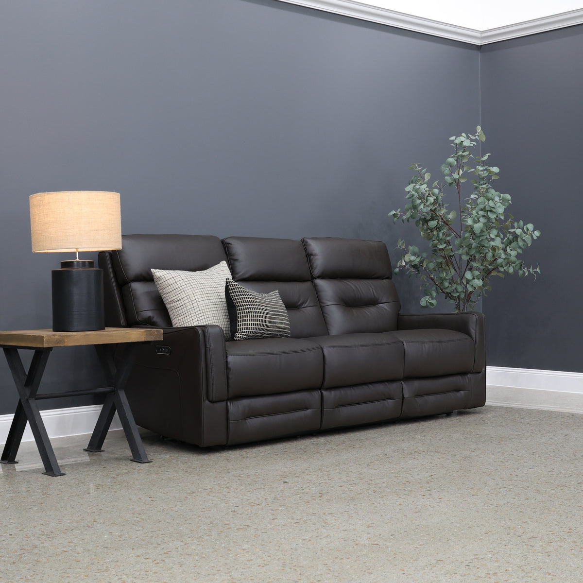 Melbourne Electric Sofa - Dark Brown Leather