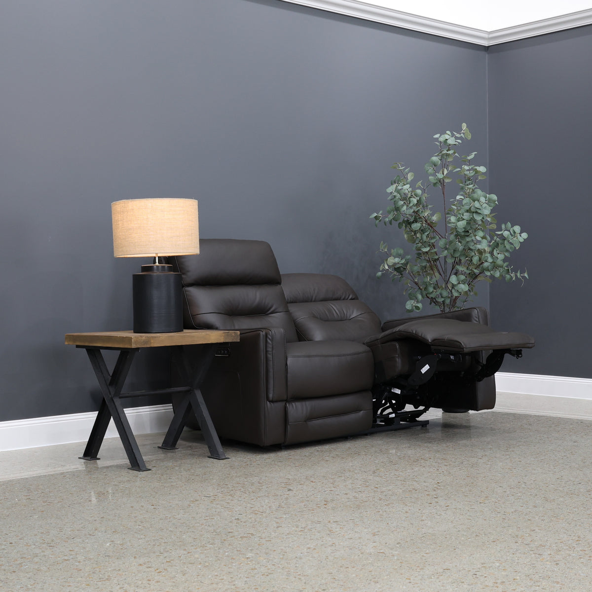 Melbourne Electric Loveseat - Dark Brown Leather