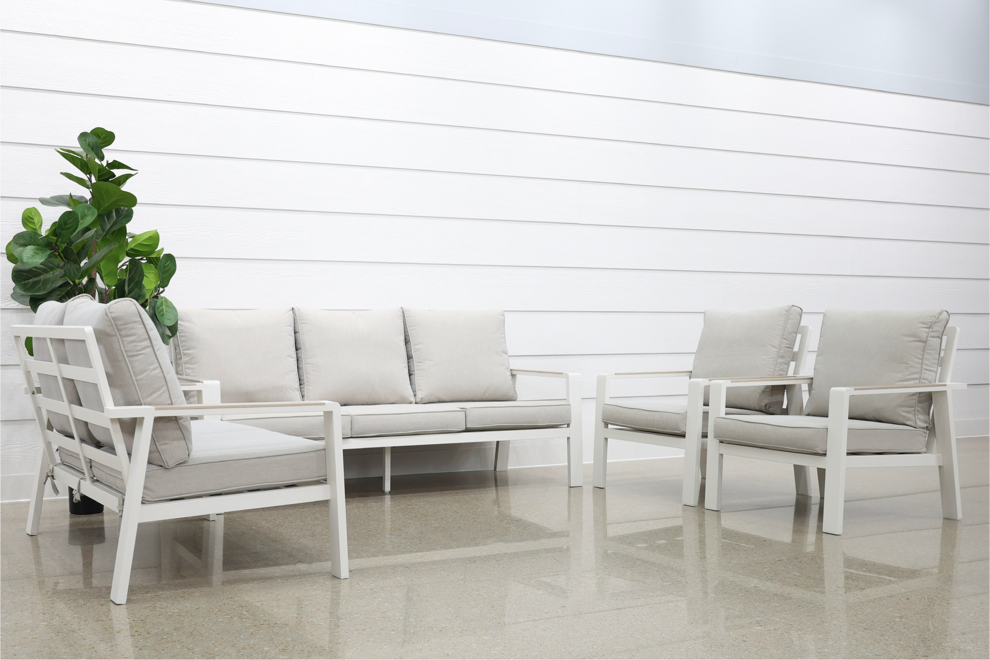 Byron 5 Piece Lounge Set - White